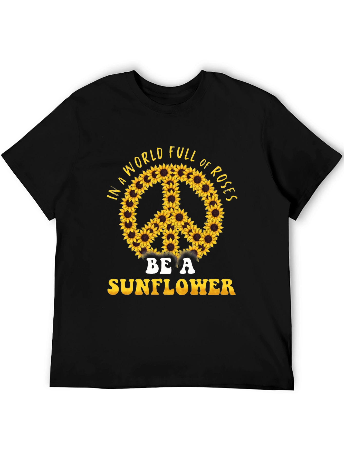 Sunflower Peace Sign Graphic T-Shirt