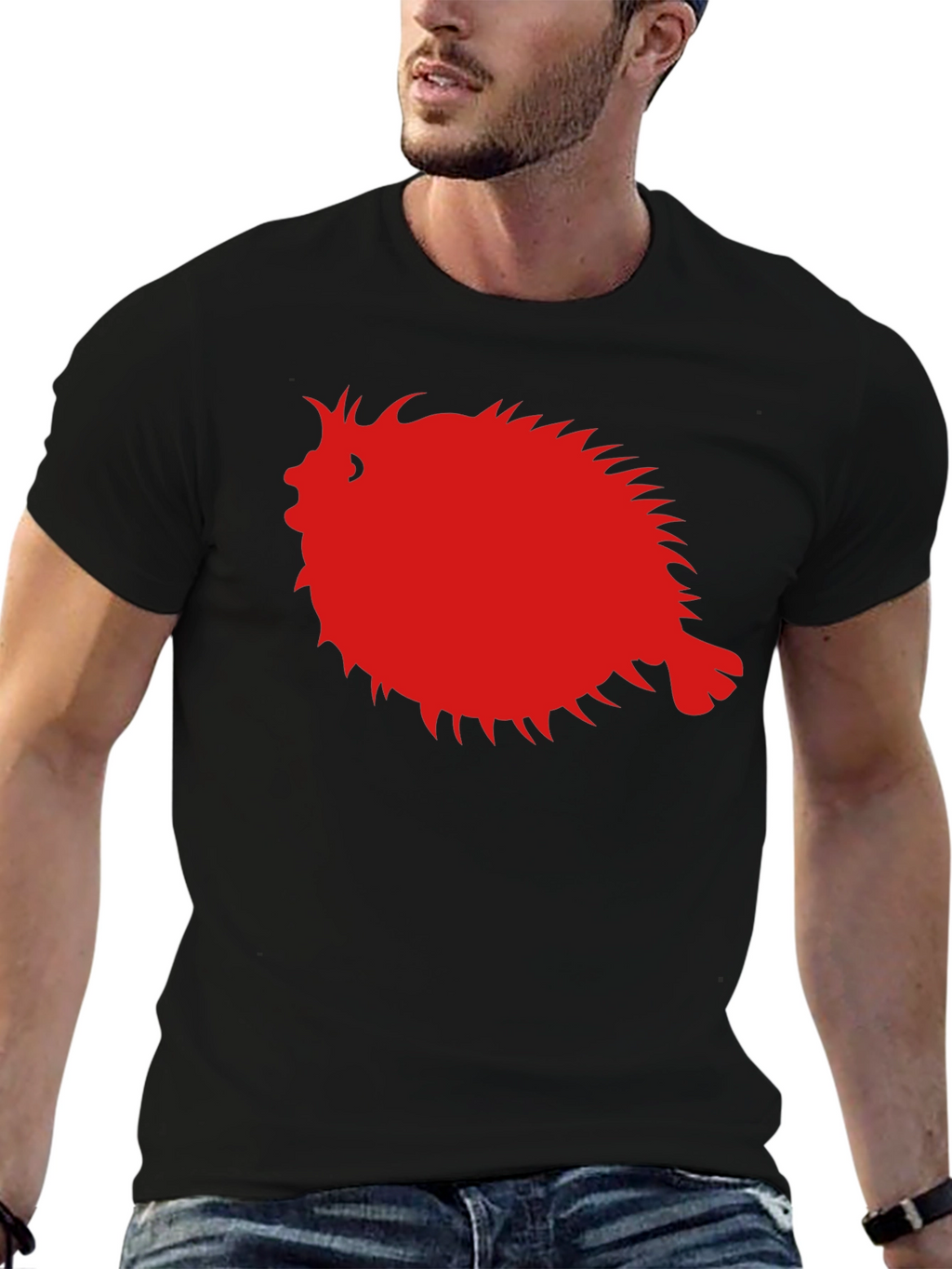 Pufferfish Graphic Tee - Black Cotton Comfort