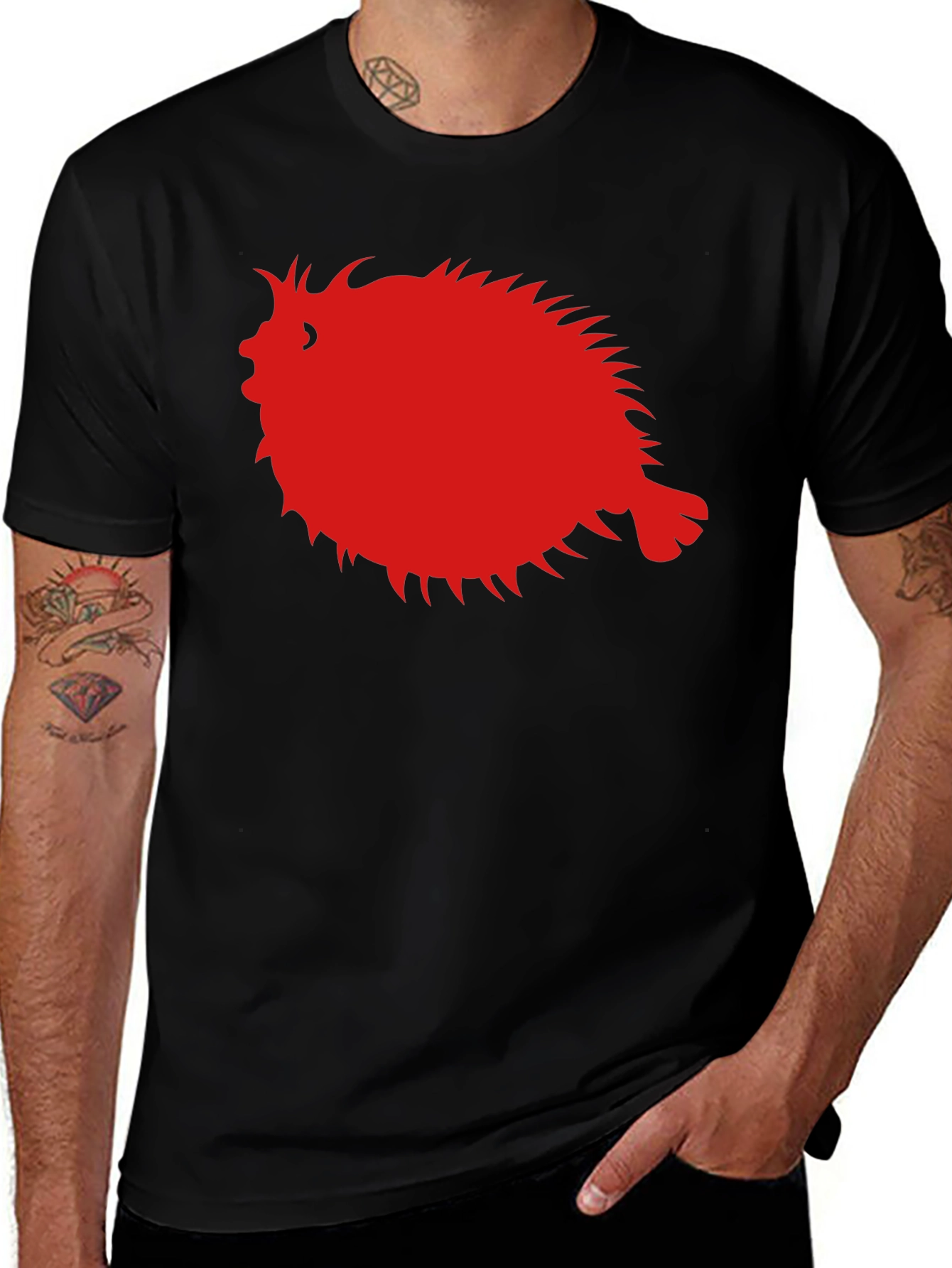 Pufferfish Graphic Tee - Black Cotton Comfort