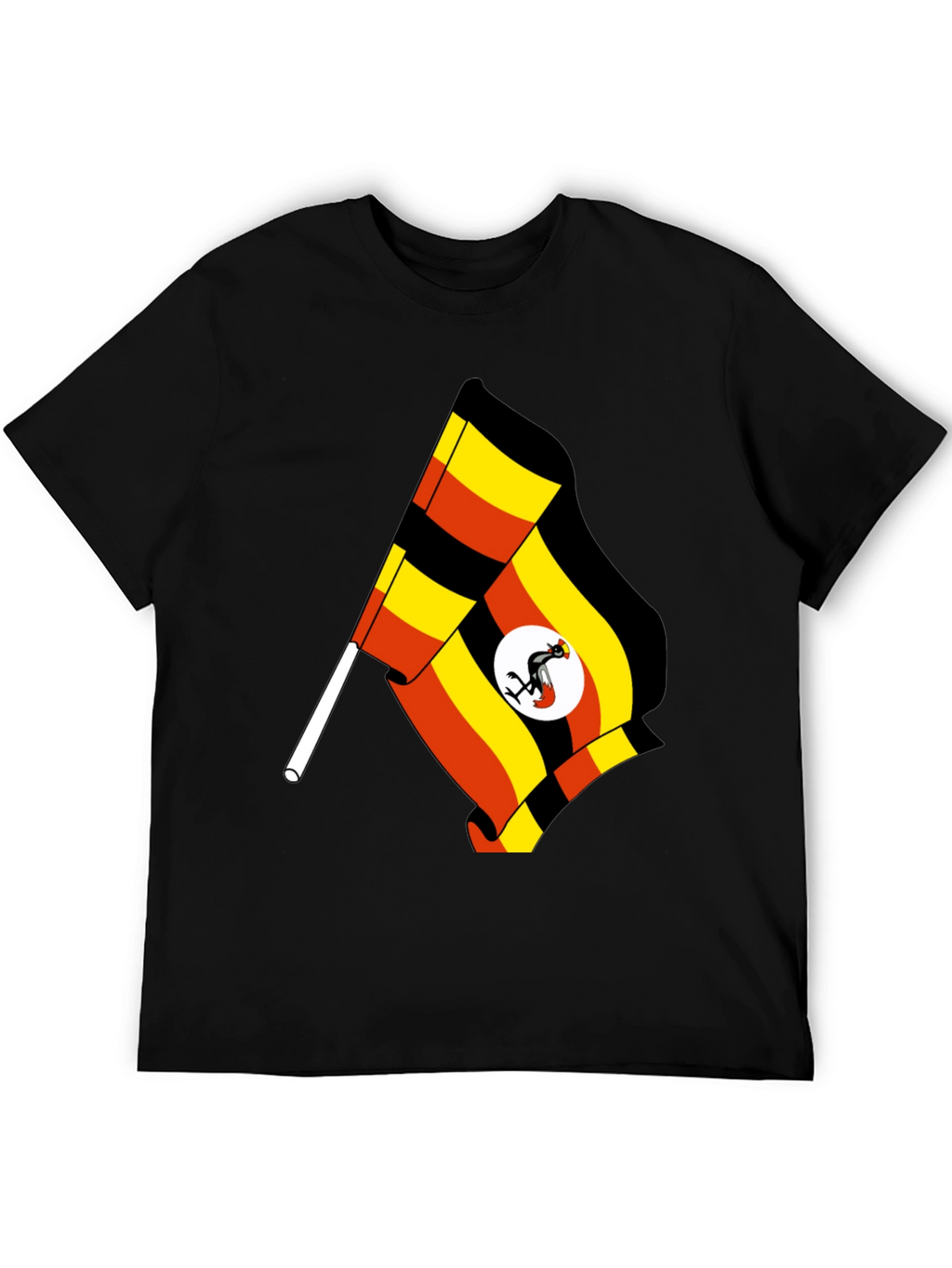 Uganda Flag T-Shirt - Black Cotton Tee