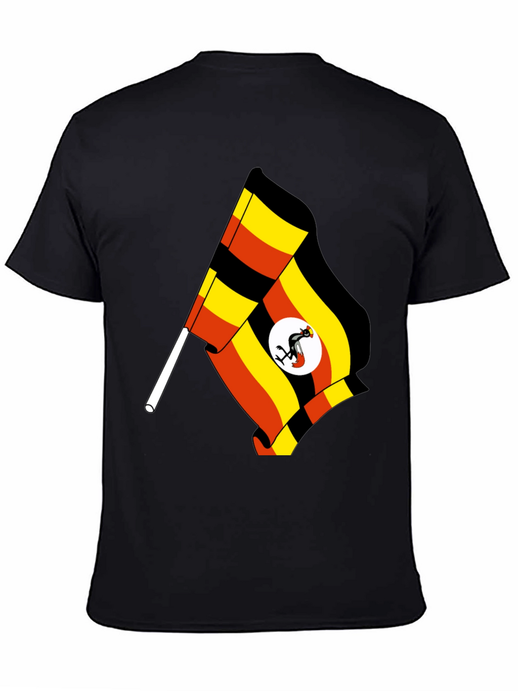 Uganda Flag T-Shirt - Black Cotton Tee