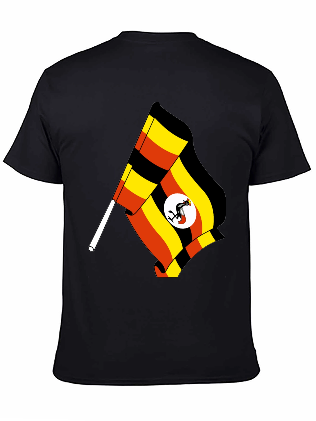 Uganda Flag T-Shirt - Black Cotton Tee