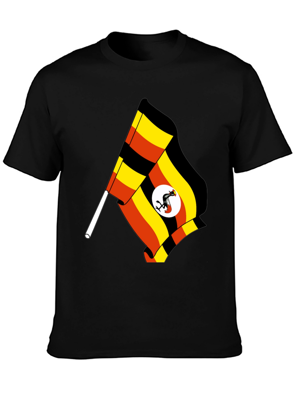 Uganda Flag T-Shirt - Black Cotton Tee