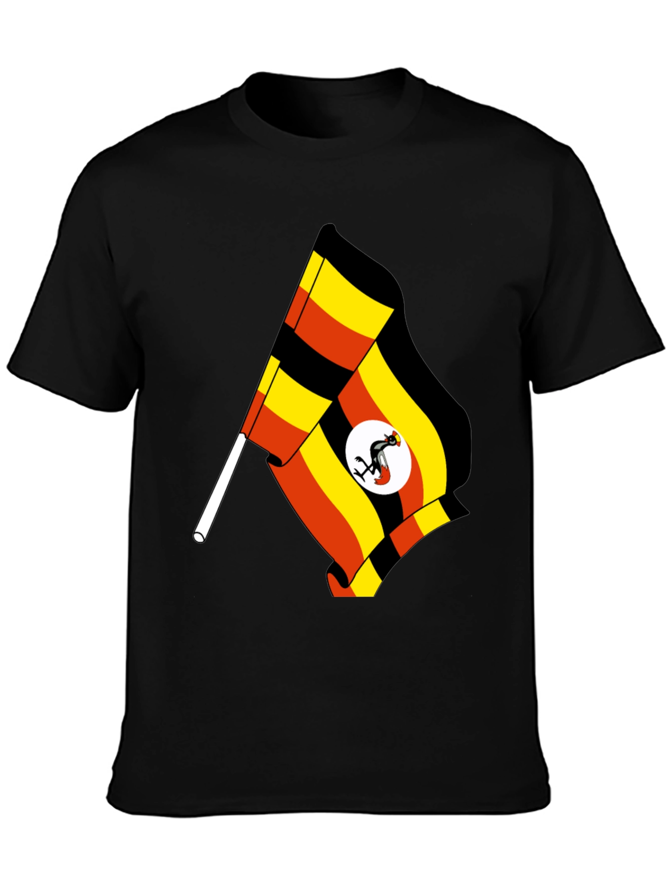 Uganda Flag T-Shirt - Black Cotton Tee