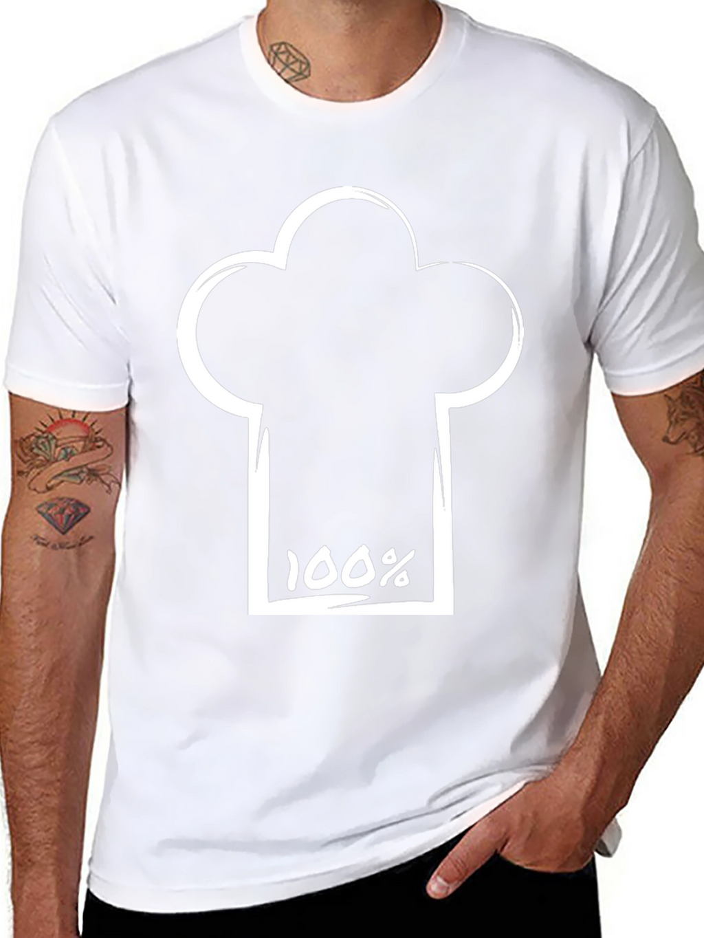 100% Chef Hat Graphic Black T-Shirt