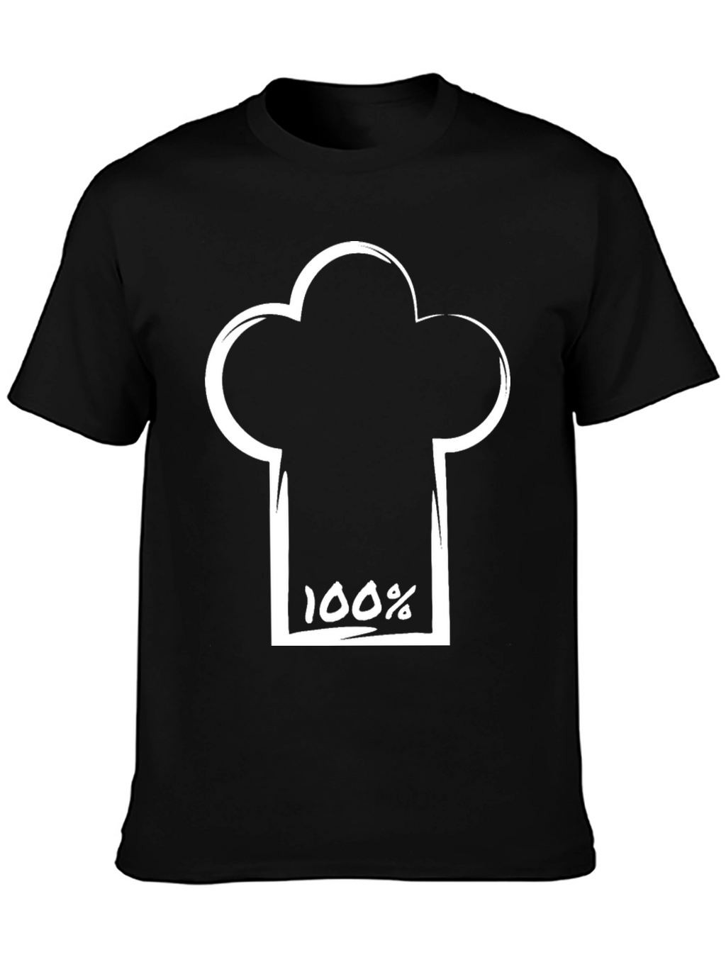 100% Chef Hat Graphic Black T-Shirt