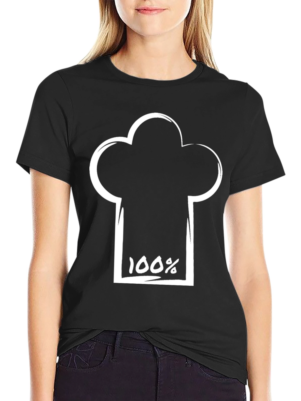 100% Chef Hat Graphic Black T-Shirt