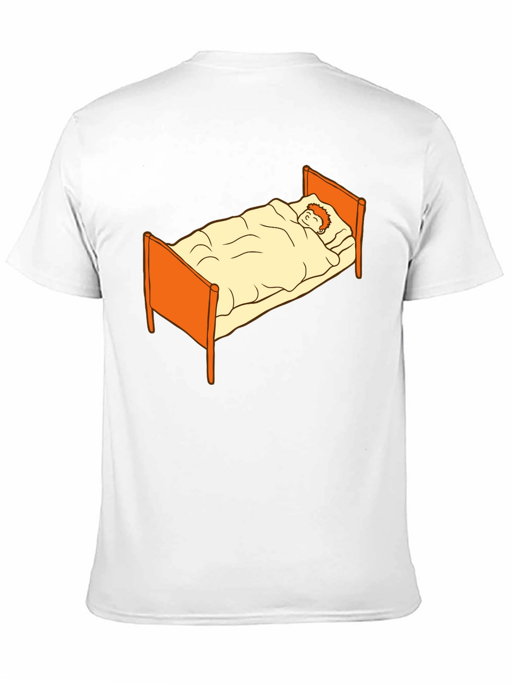 Sleepy Cartoon Man in Bed Graphic Tee - Black