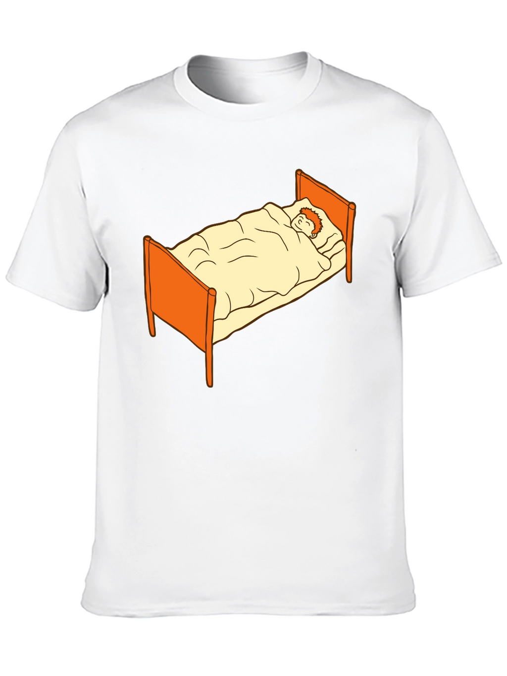 Sleepy Cartoon Man in Bed Graphic Tee - Black