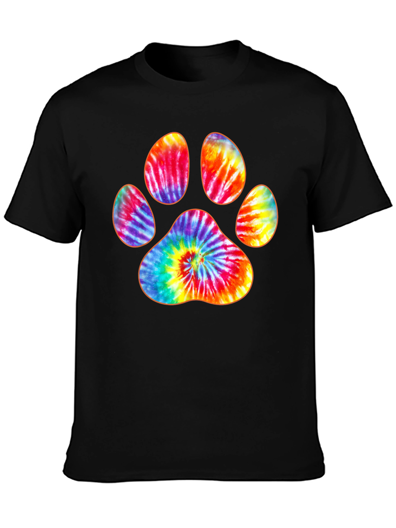 Tie-Dye Paw Print Graphic T-Shirt