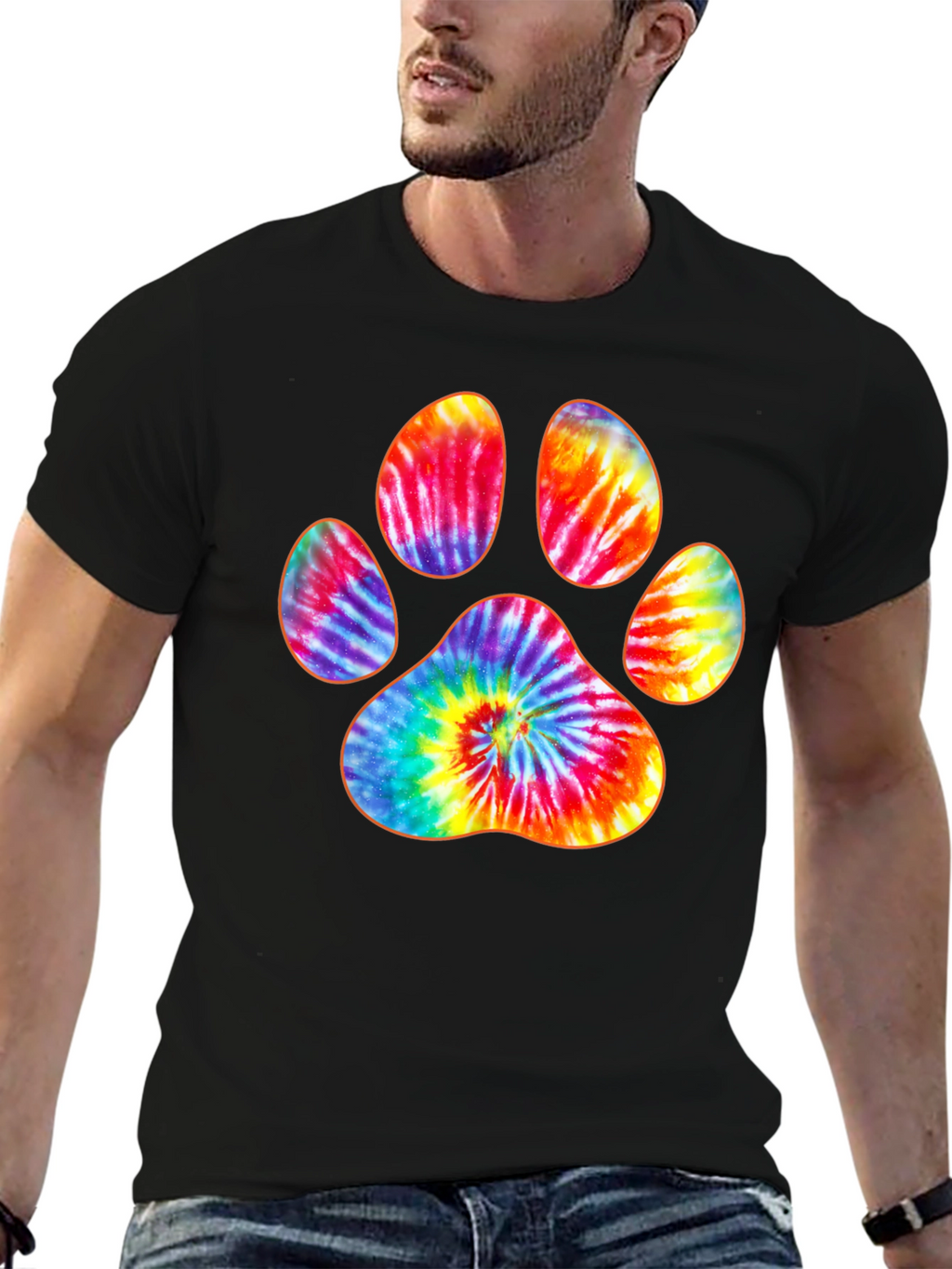 Tie-Dye Paw Print Graphic T-Shirt