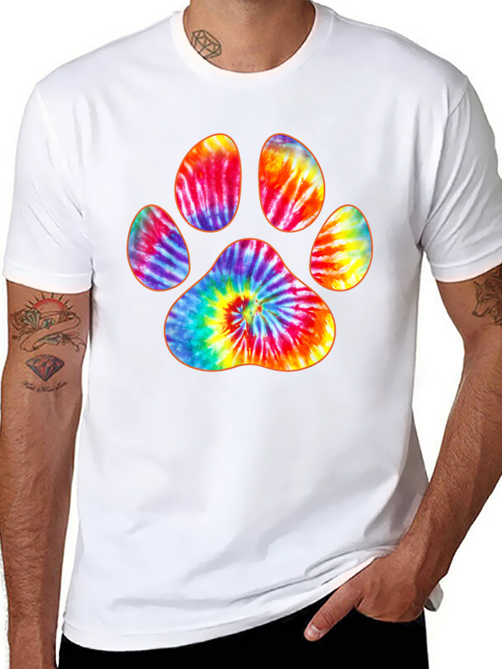 Tie-Dye Paw Print Graphic T-Shirt