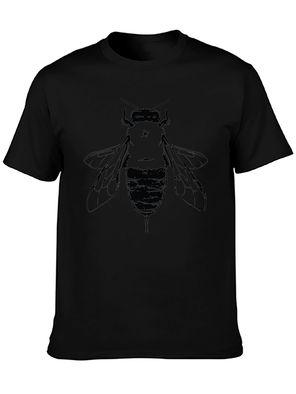 Mens Black Graphic T-Shirt with Bee Design