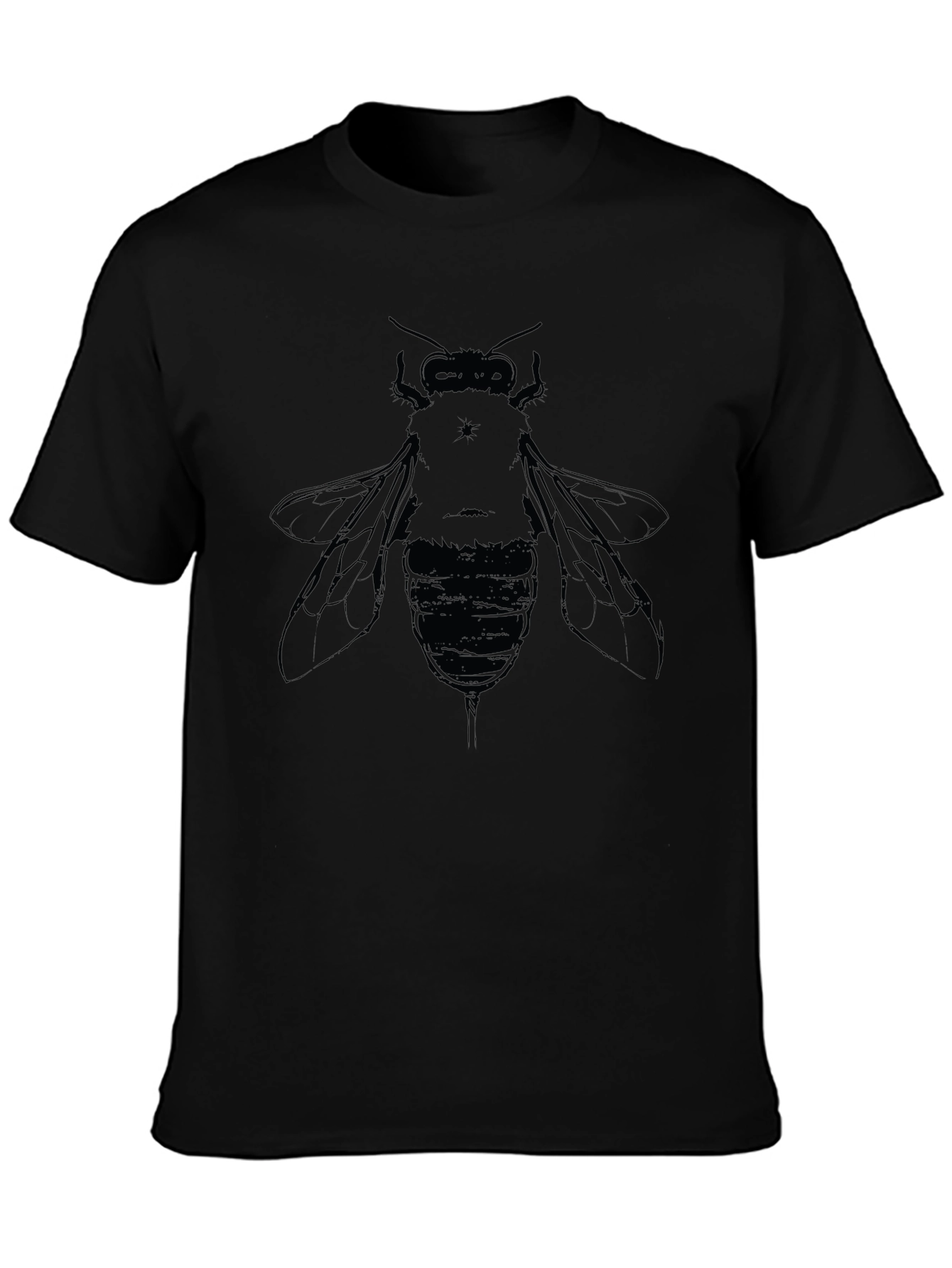 Mens Black Graphic T-Shirt with Bee Design