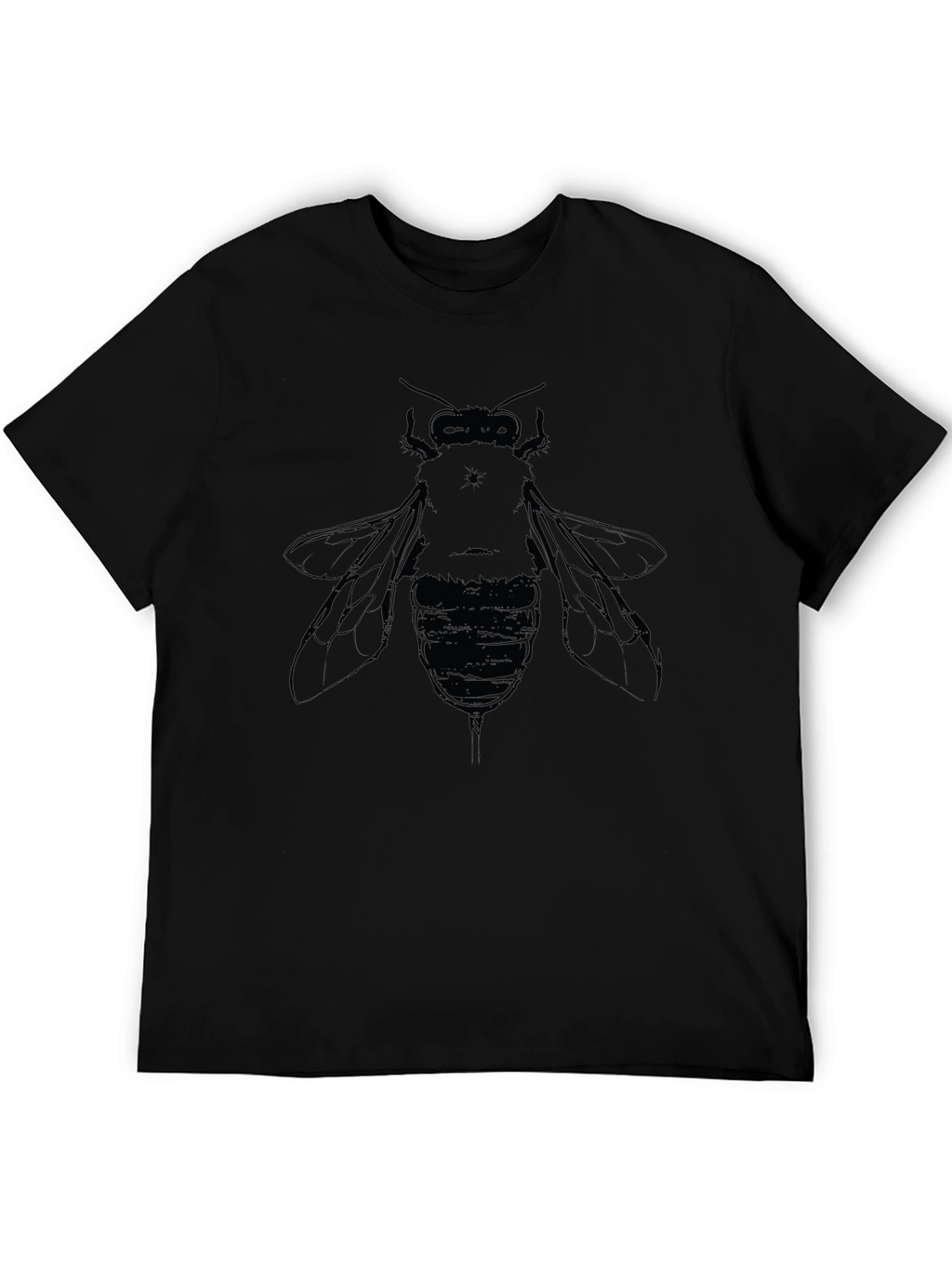 Mens Black Graphic T-Shirt with Bee Design