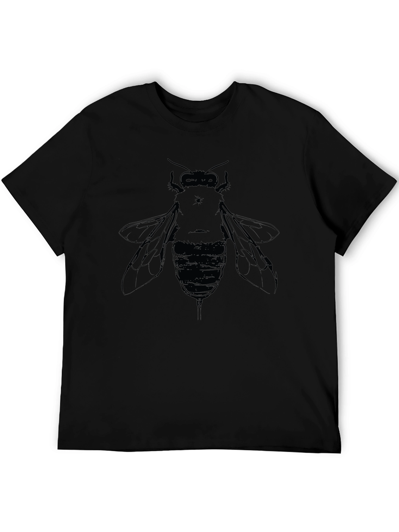 Mens Black Graphic T-Shirt with Bee Design