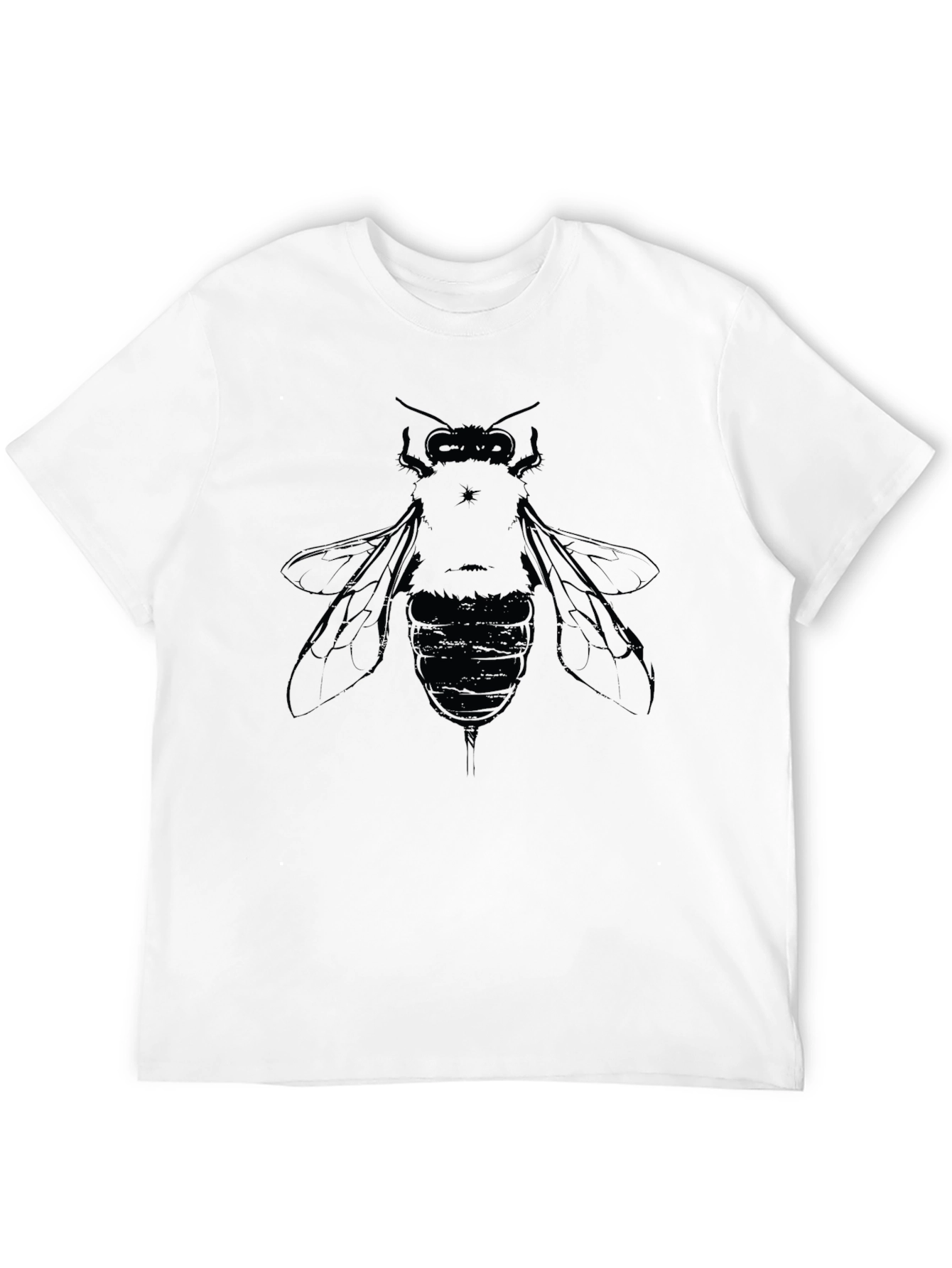 Mens Black Graphic T-Shirt with Bee Design