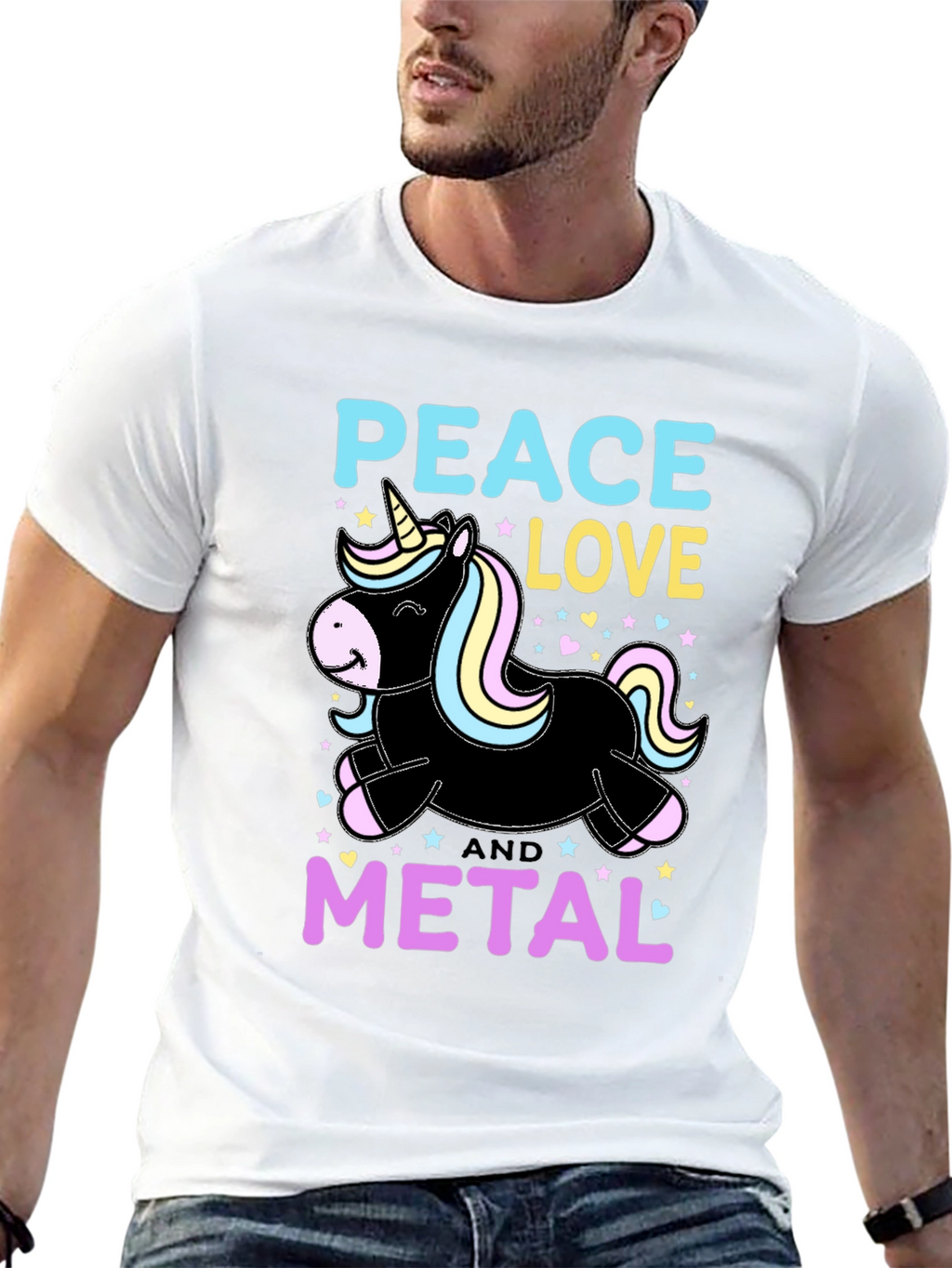 Peace Love Metal Unicorn T-Shirt