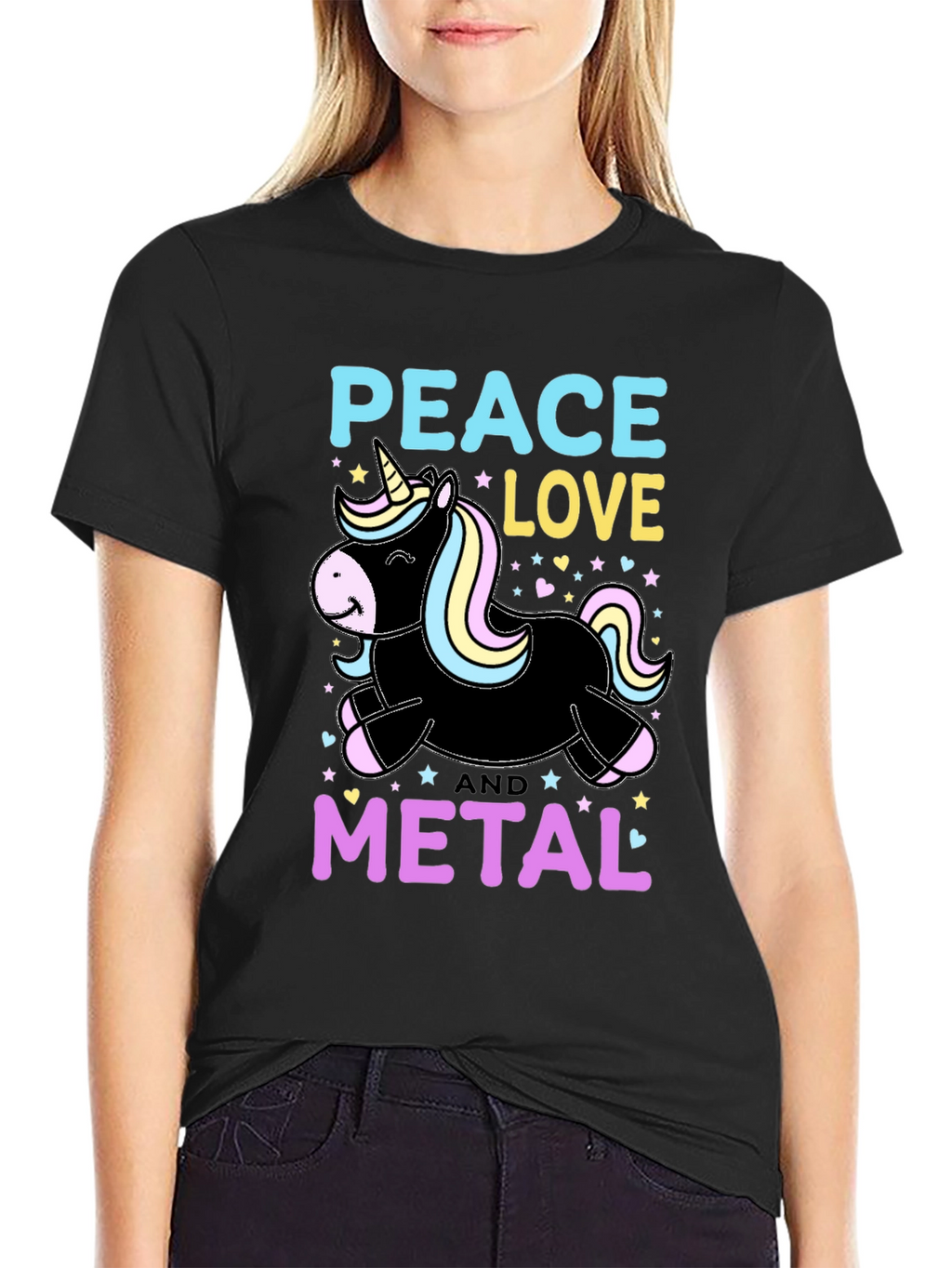 Peace Love Metal Unicorn T-Shirt