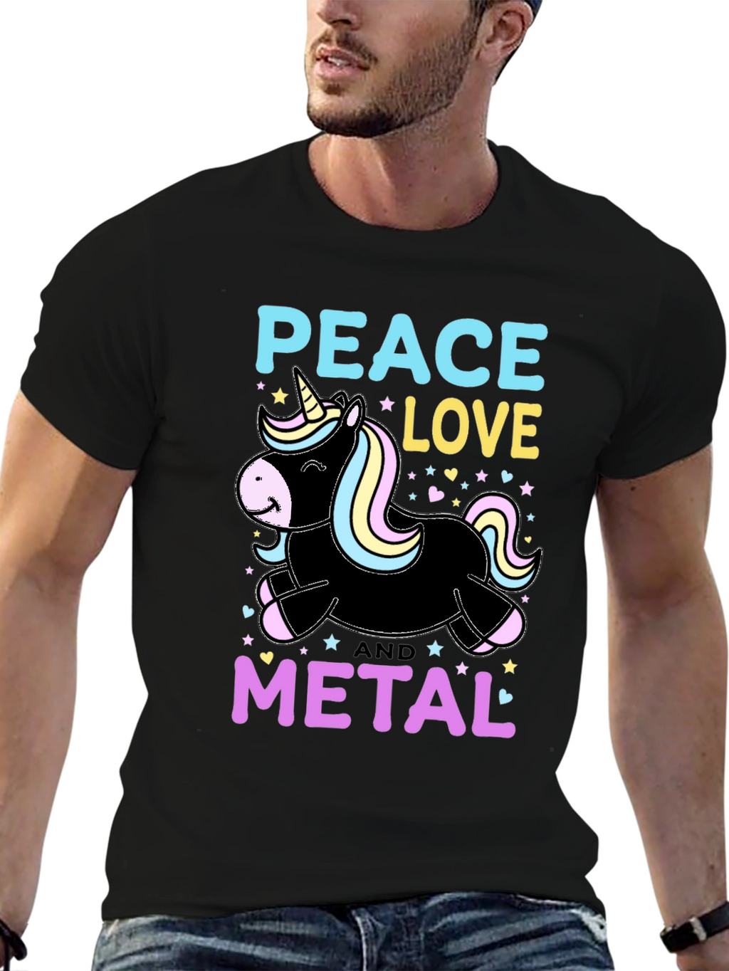Peace Love Metal Unicorn T-Shirt