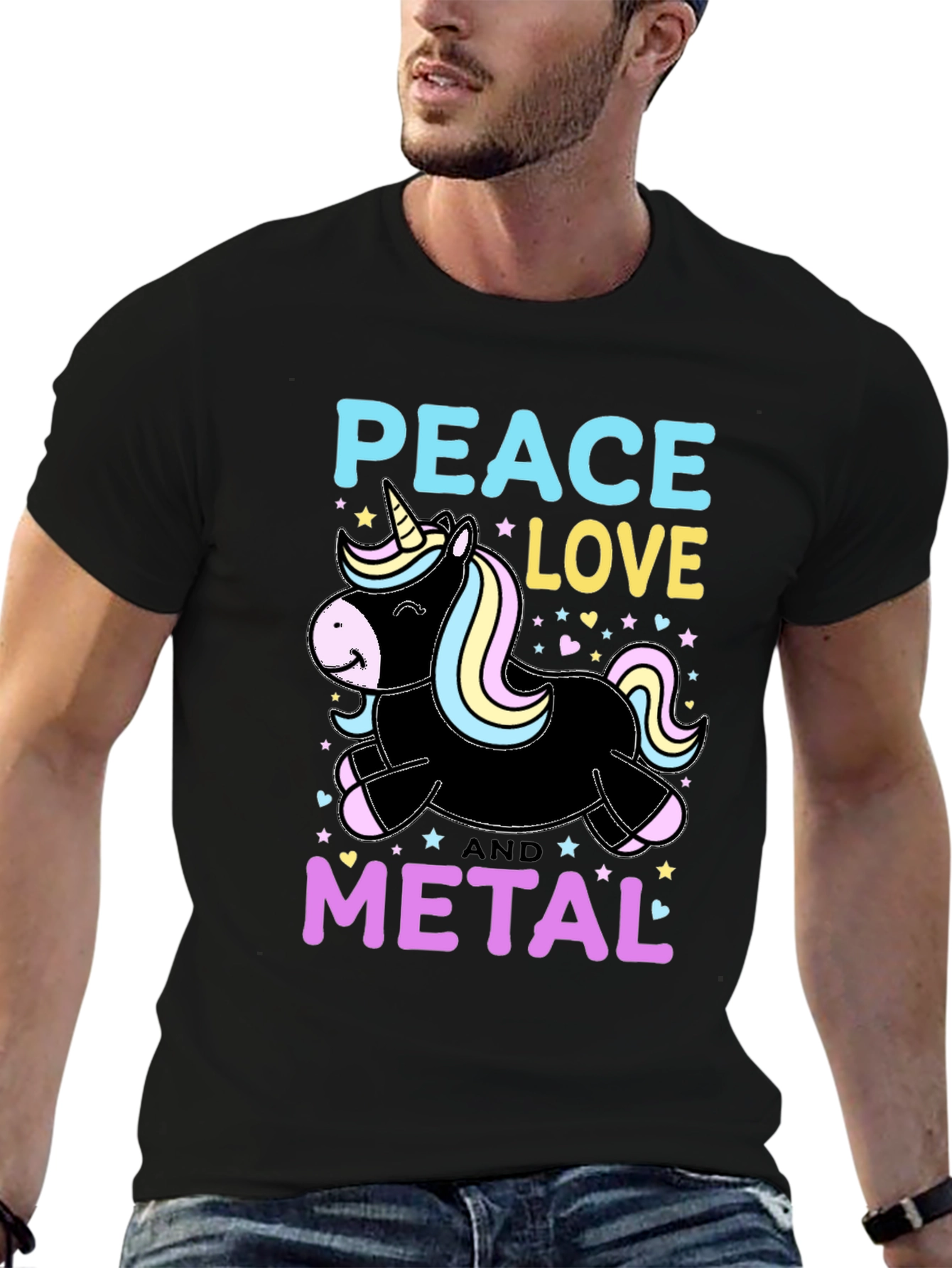 Peace Love Metal Unicorn T-Shirt