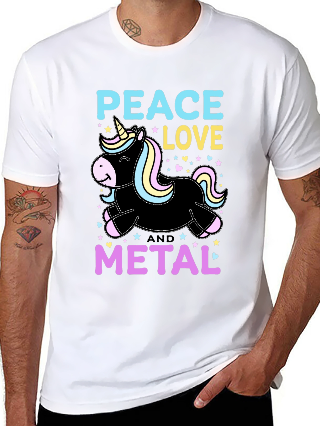 Peace Love Metal Unicorn T-Shirt