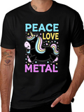 Peace Love Metal Unicorn T-Shirt