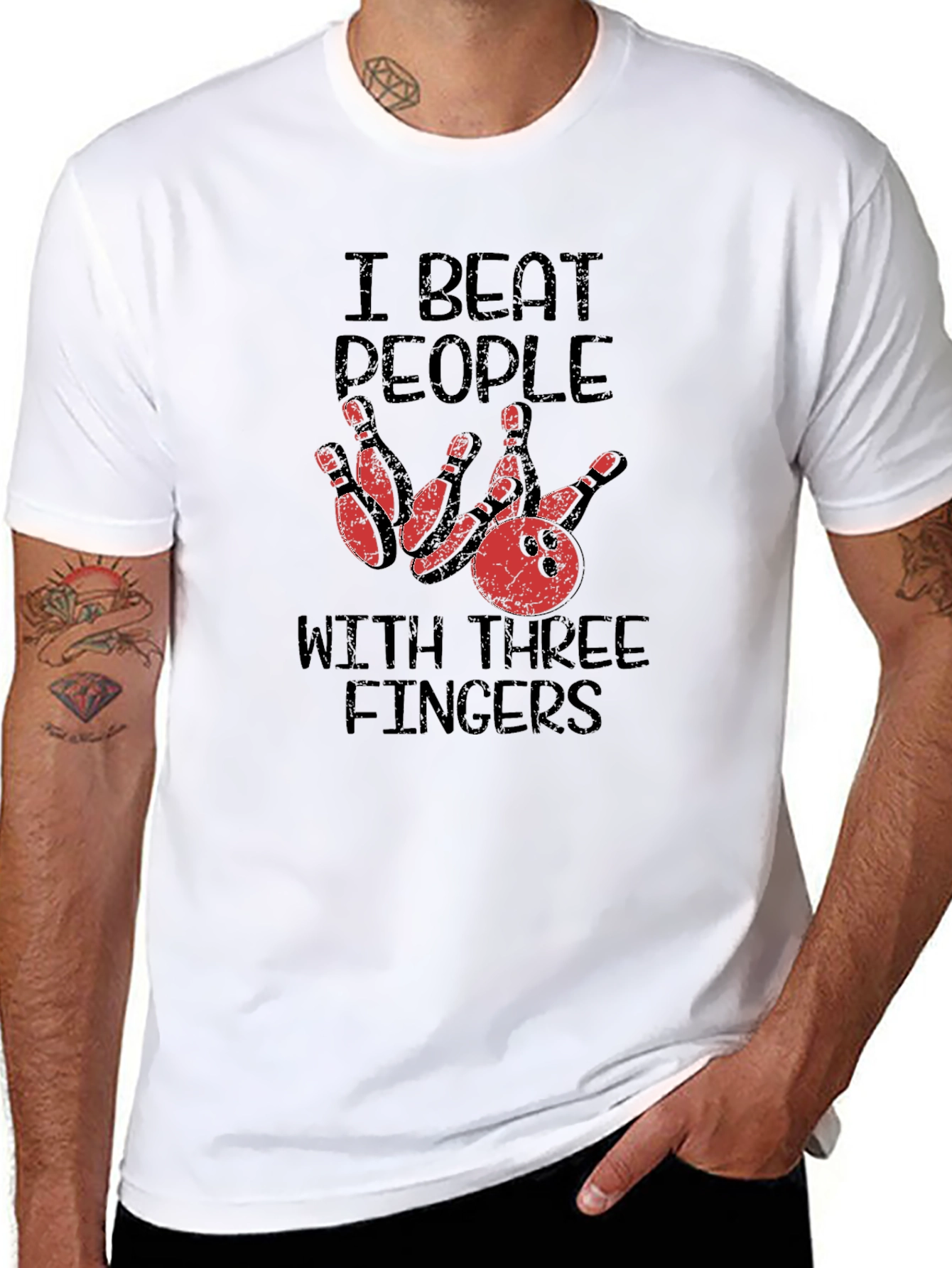 Bowling T-Shirt: I Beat People With Three Fingers