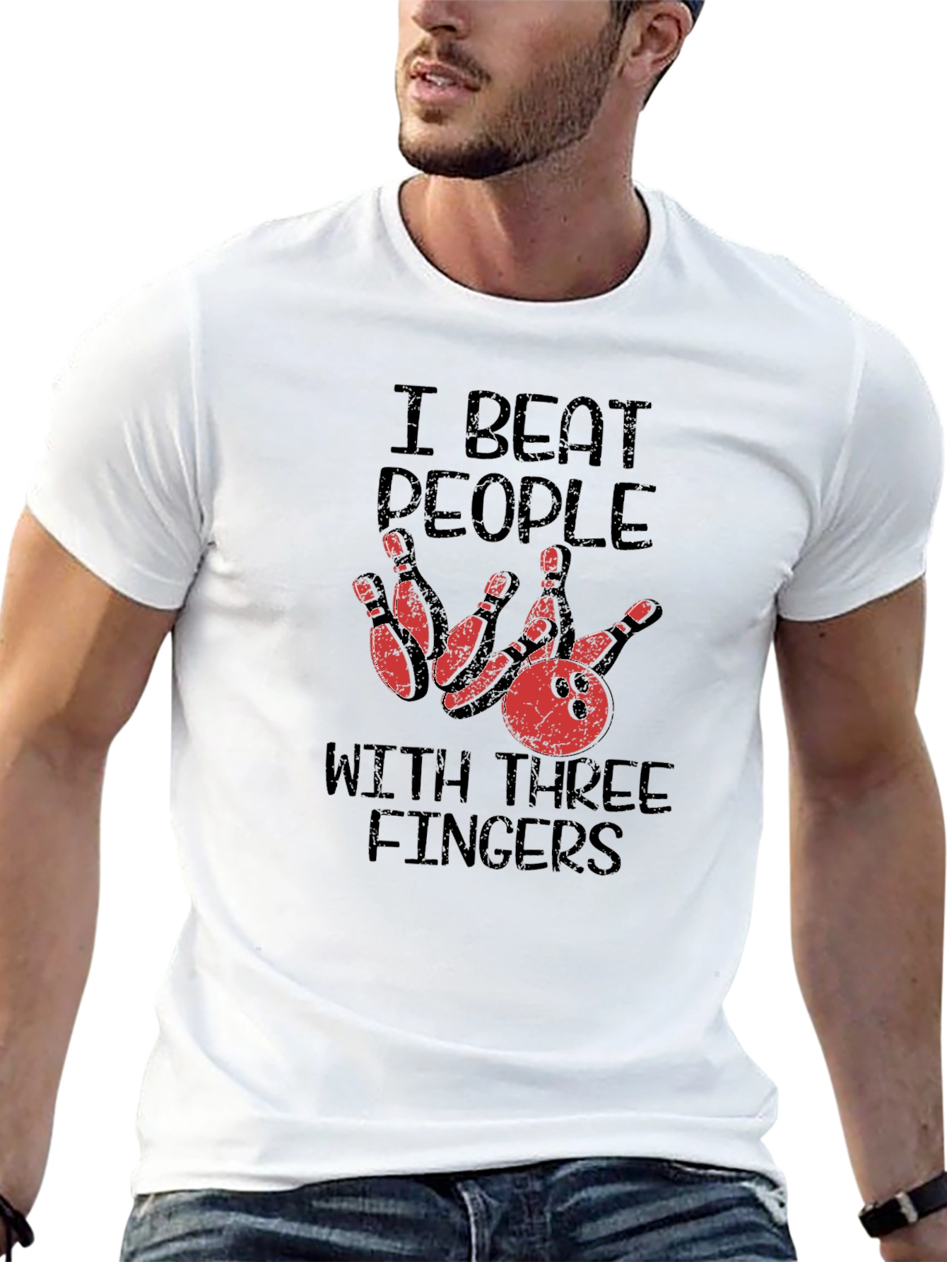 Bowling T-Shirt: I Beat People With Three Fingers