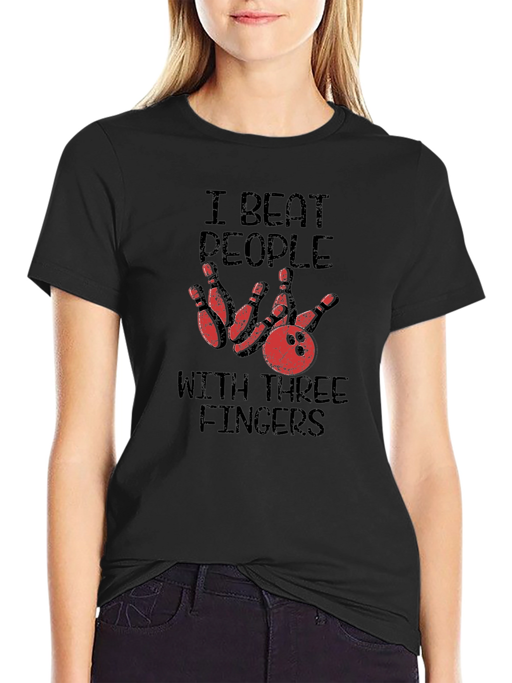 Bowling T-Shirt: I Beat People With Three Fingers