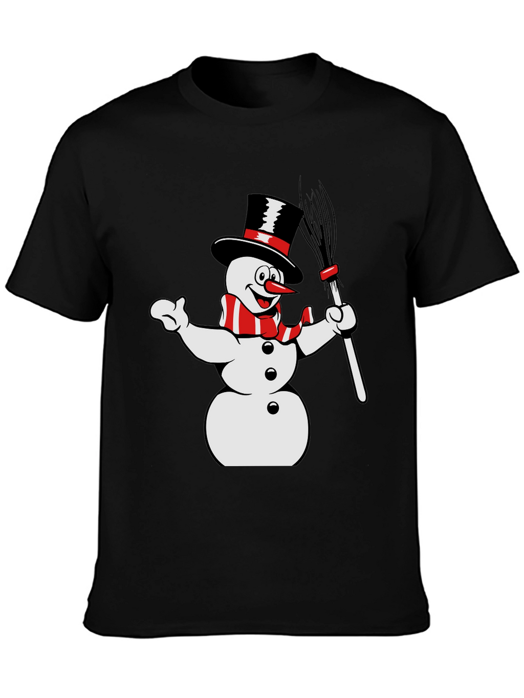 Snowman Graphic Tee - Black Cotton Blend Shirt