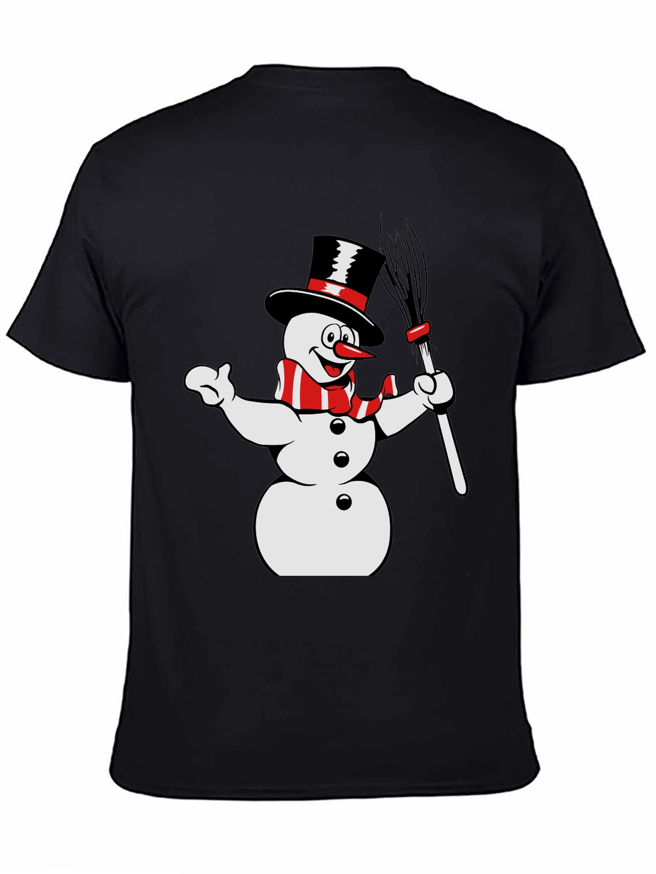 Snowman Graphic Tee - Black Cotton Blend Shirt