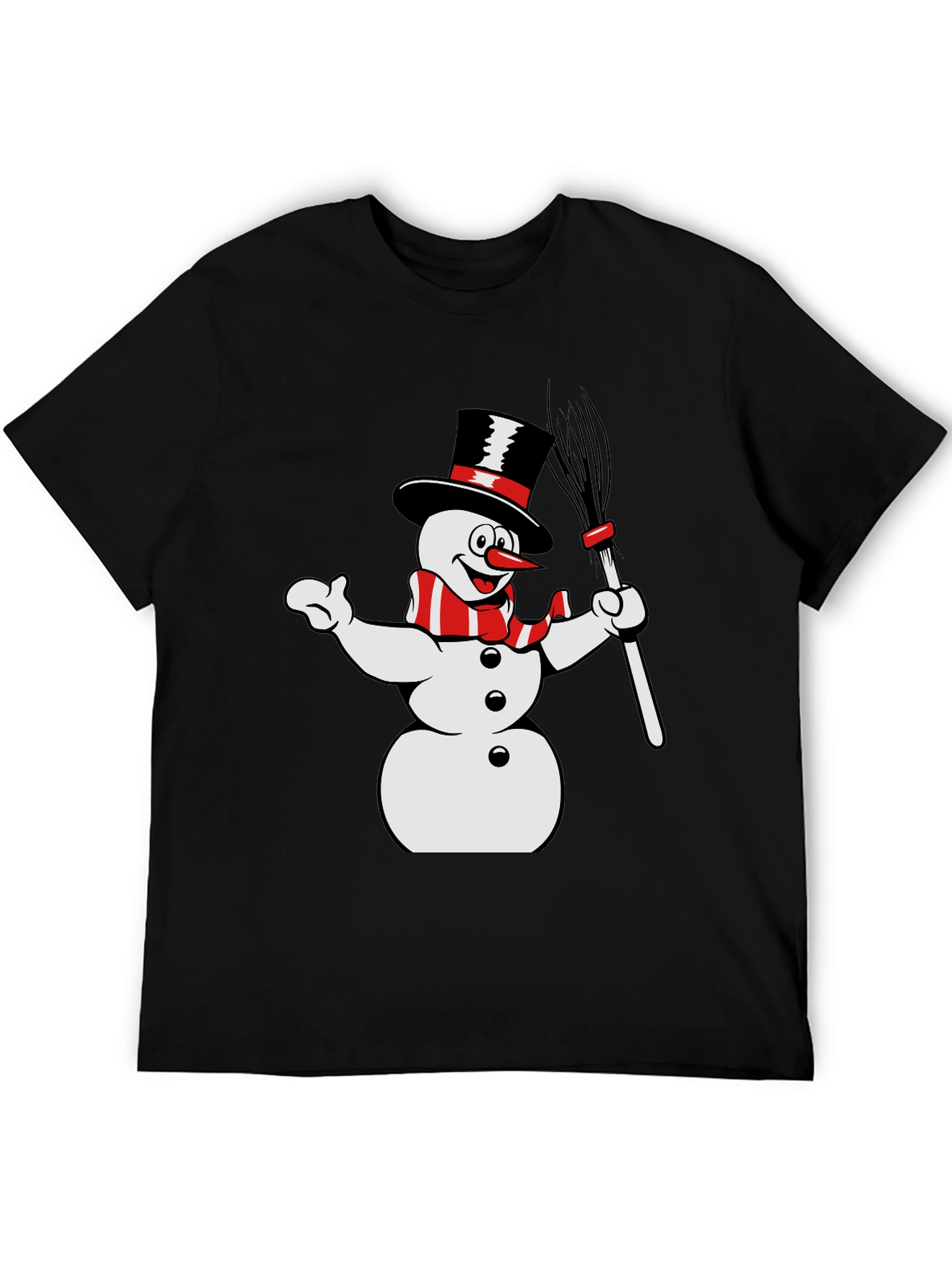 Snowman Graphic Tee - Black Cotton Blend Shirt