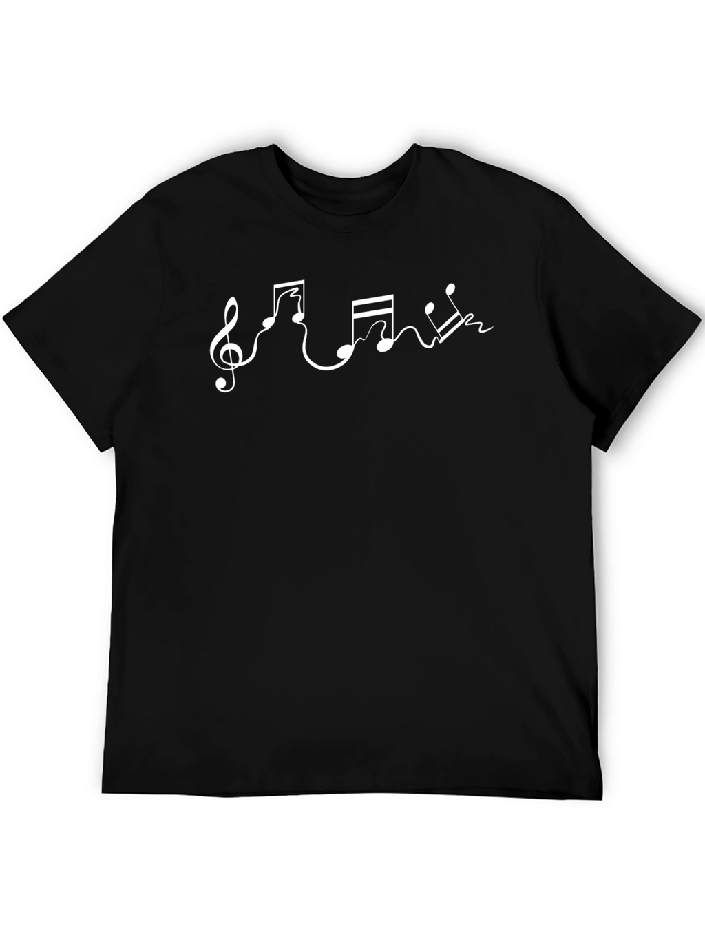 Musical Notes Graphic Tee - Black Cotton T-Shirt