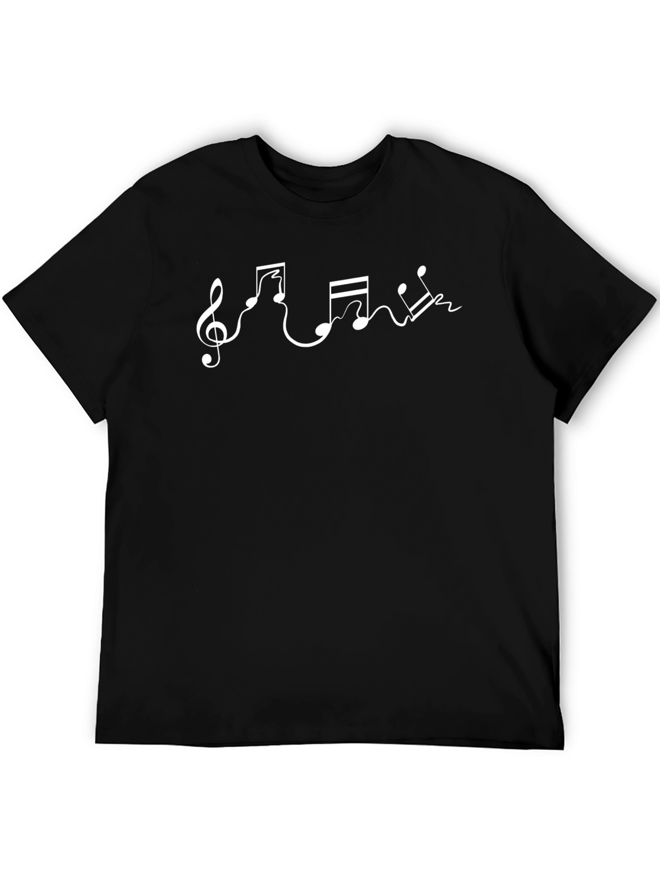 Musical Notes Graphic Tee - Black Cotton T-Shirt