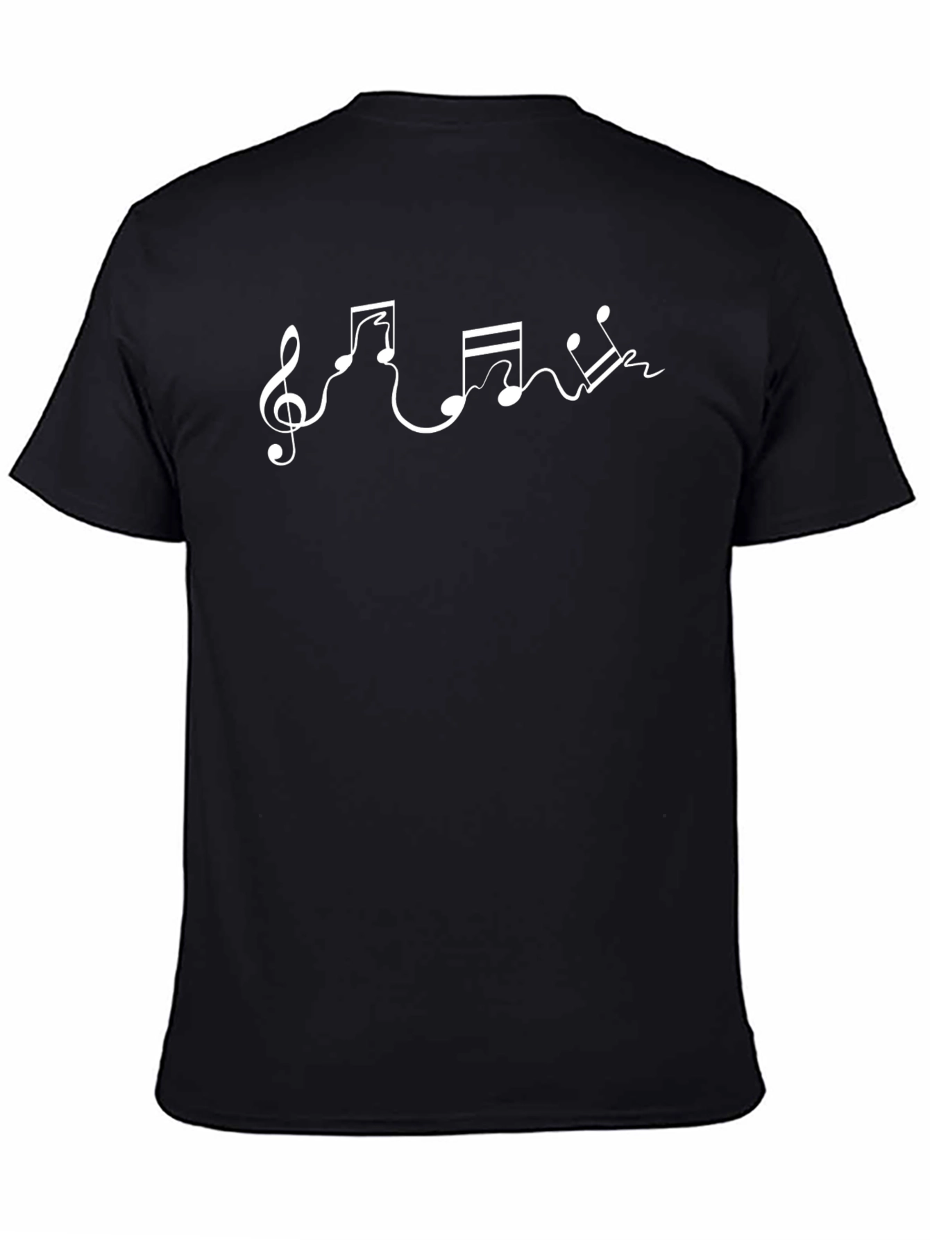 Musical Notes Graphic Tee - Black Cotton T-Shirt
