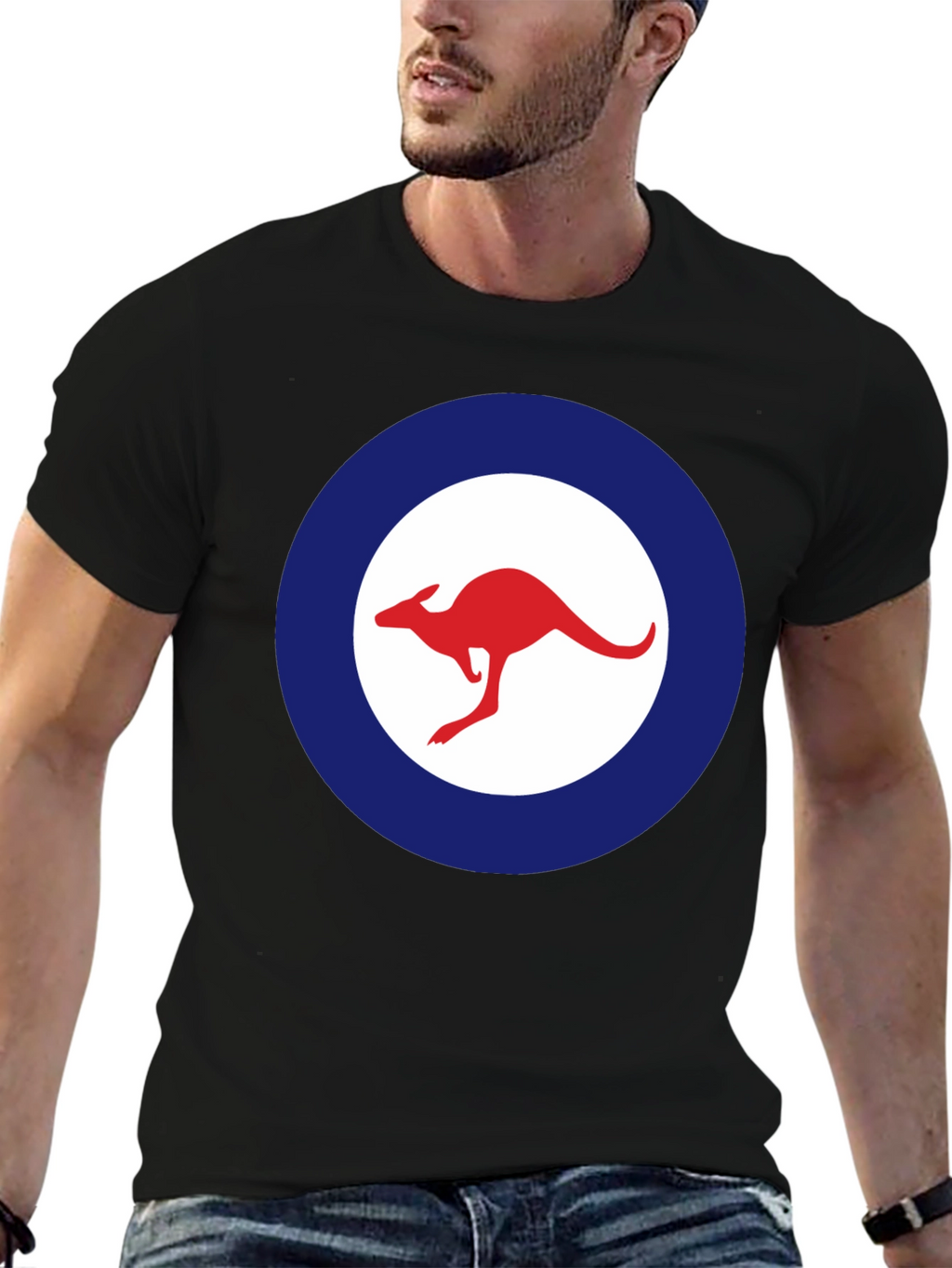 Kangaroo Logo T-Shirt - Red and Blue Design