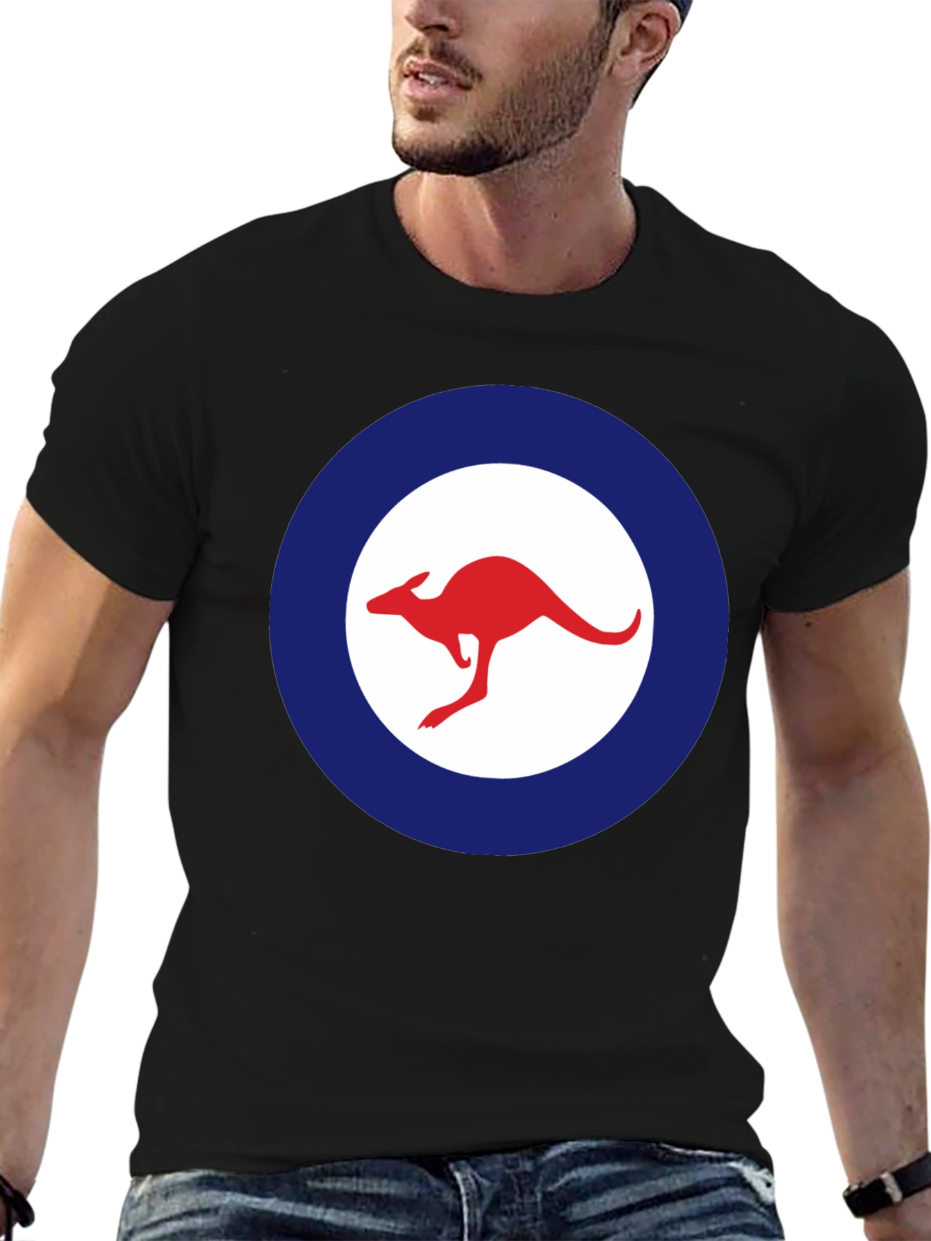 Kangaroo Logo T-Shirt - Red and Blue Design