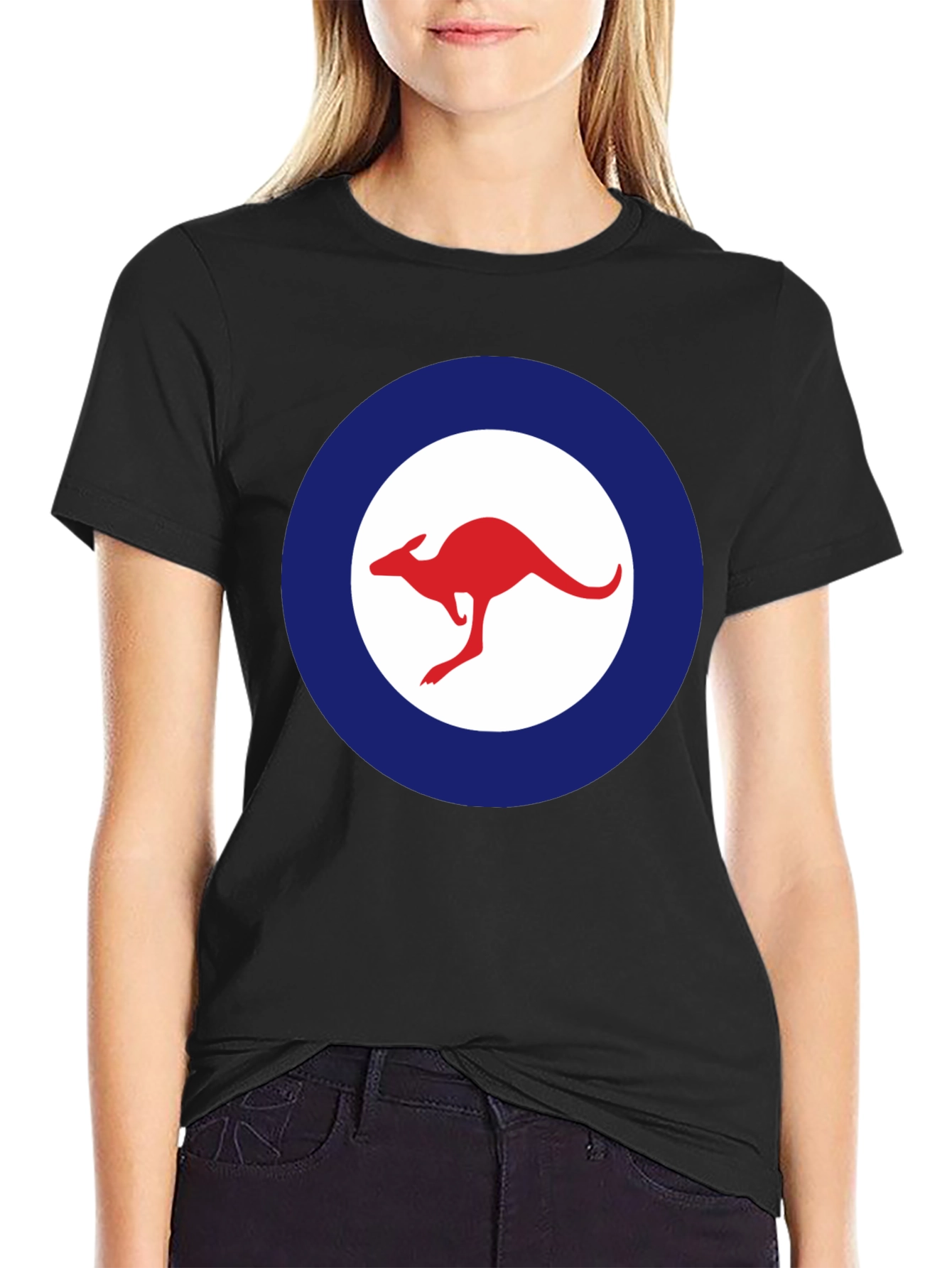 Kangaroo Logo T-Shirt - Red and Blue Design