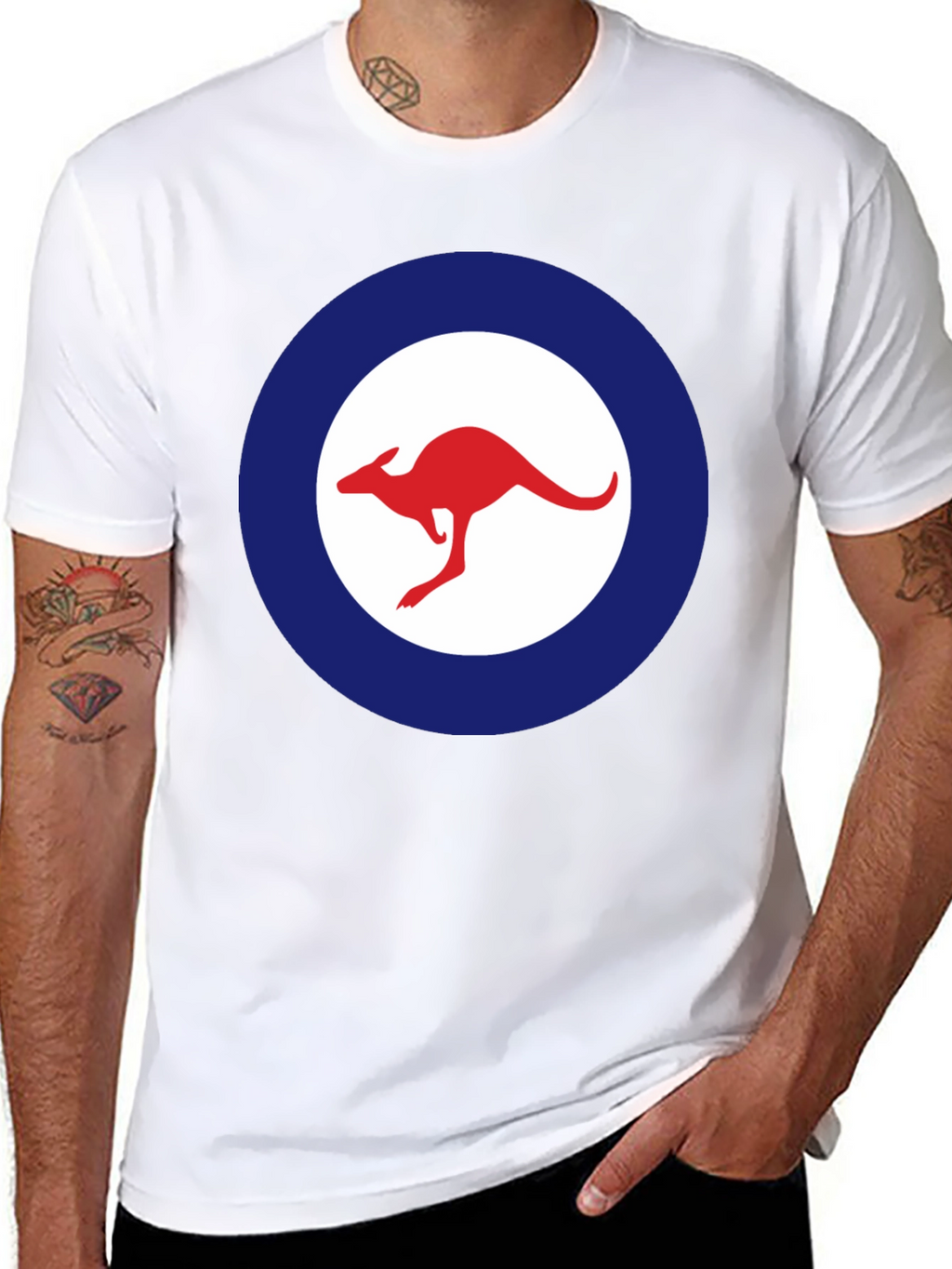 Kangaroo Logo T-Shirt - Red and Blue Design