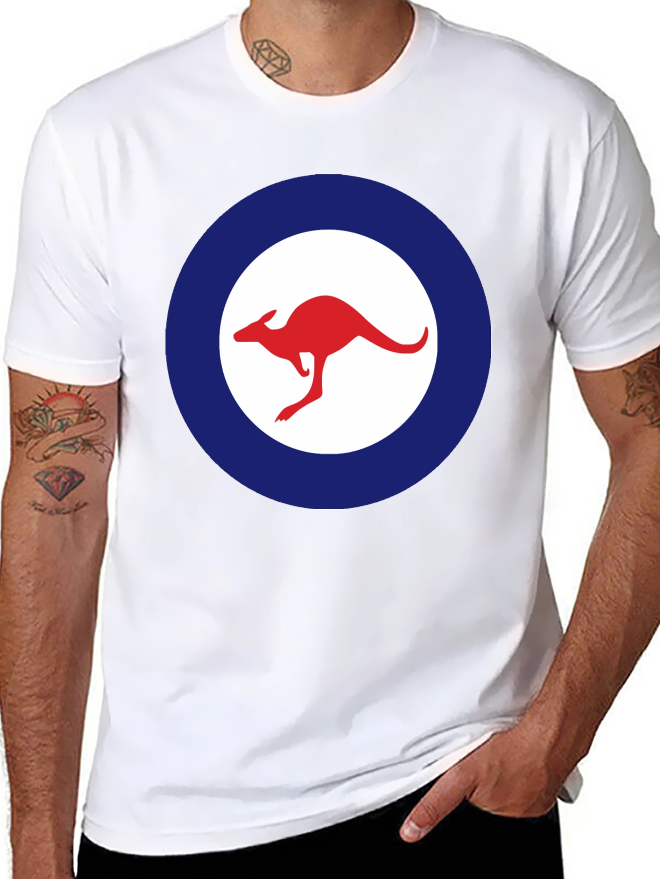 Kangaroo Logo T-Shirt - Red and Blue Design