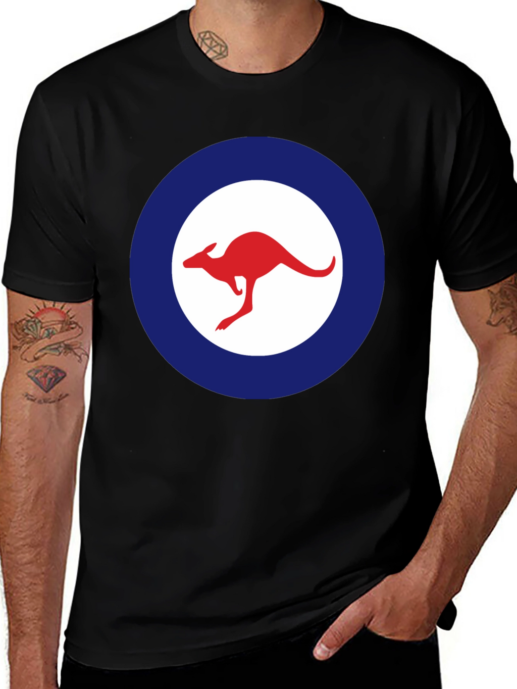 Kangaroo Logo T-Shirt - Red and Blue Design