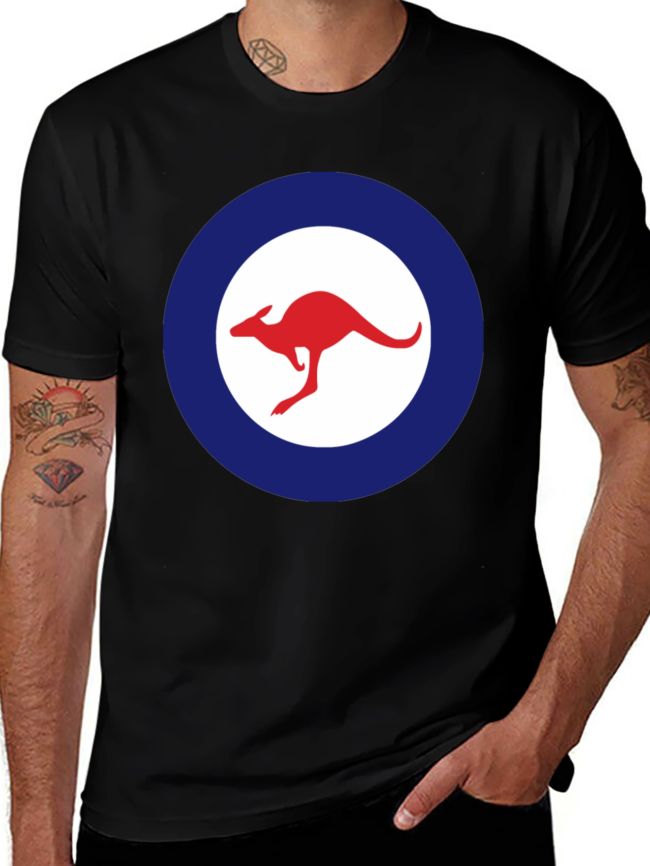 Kangaroo Logo T-Shirt - Red and Blue Design