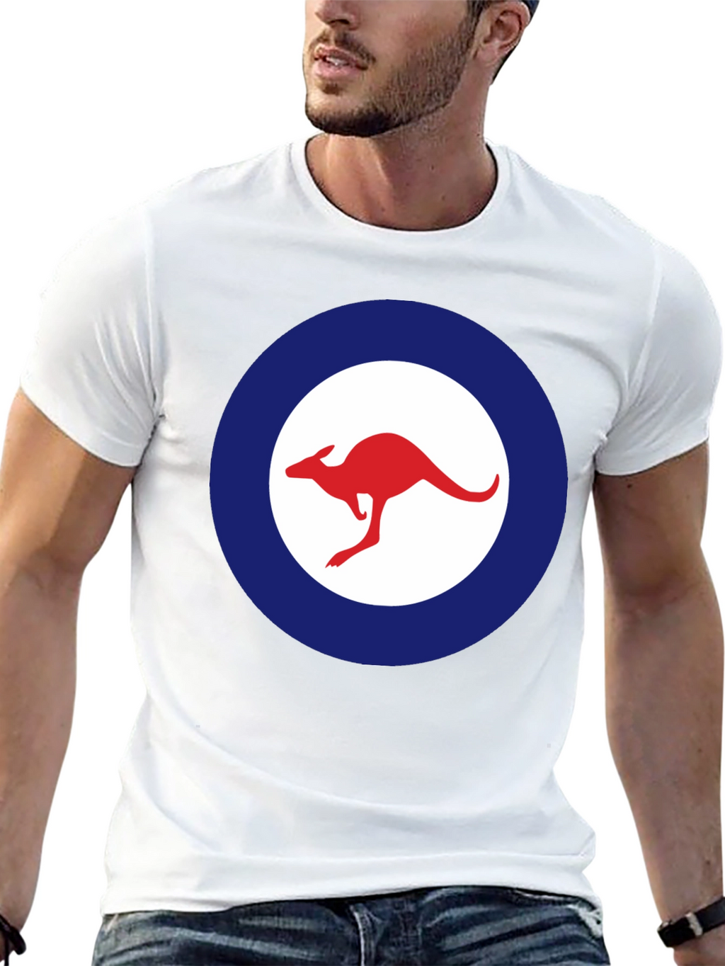 Kangaroo Logo T-Shirt - Red and Blue Design