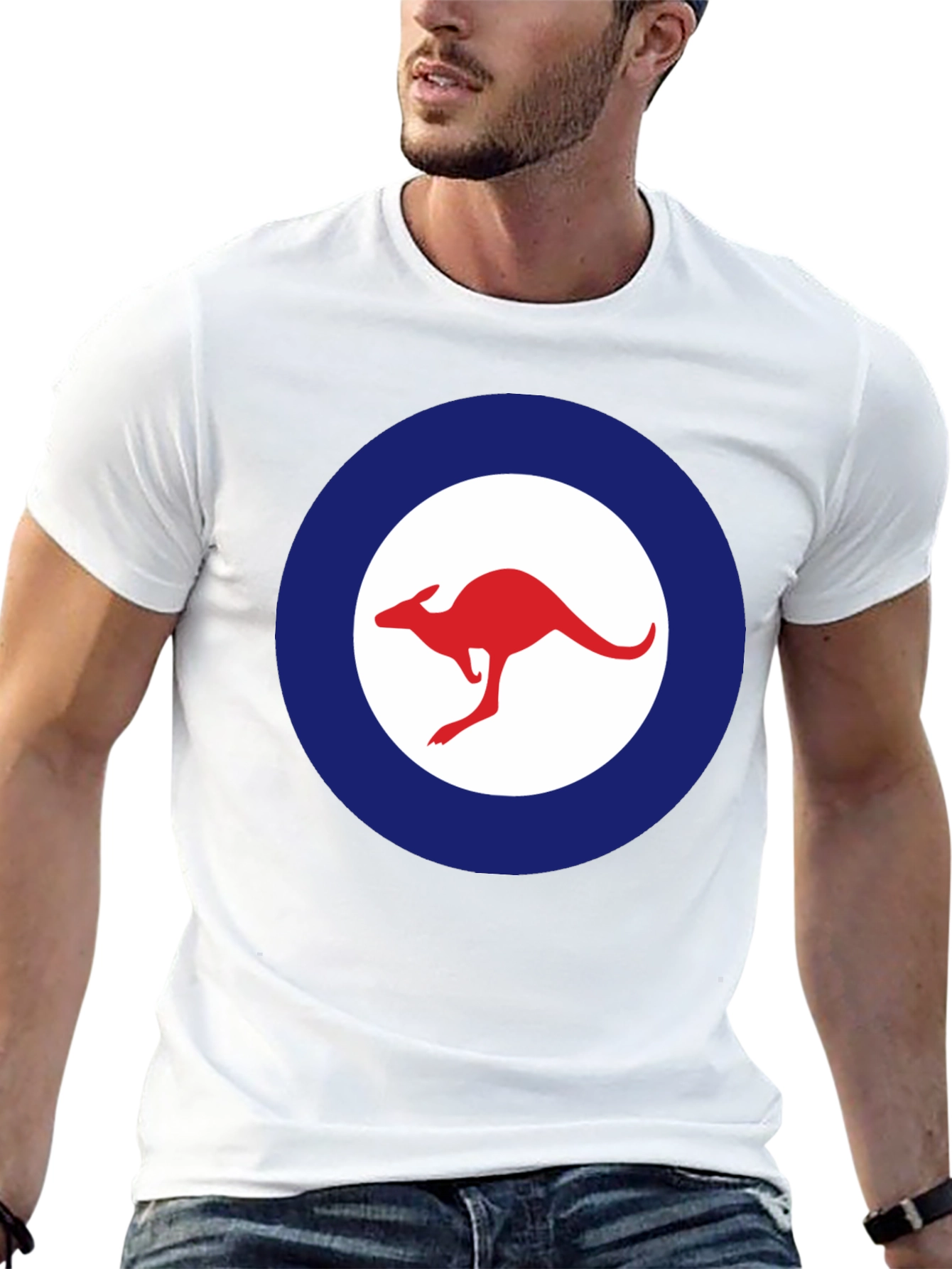 Kangaroo Logo T-Shirt - Red and Blue Design