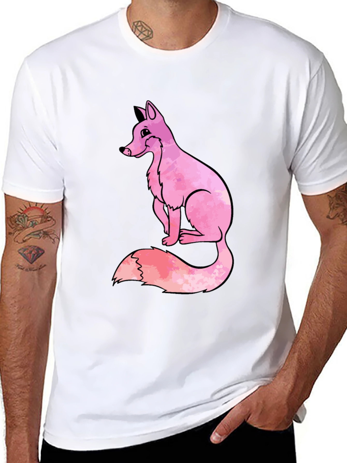 Pink Fox Graphic T-Shirt - Cool Casual Tee