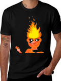 Fiery Character Graphic Tee - Bold and Unique Design