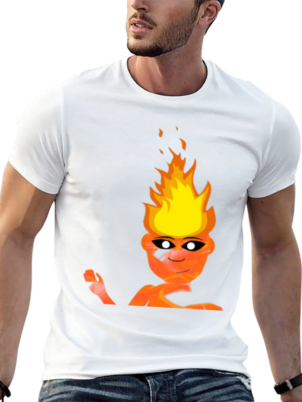 Fiery Character Graphic Tee - Bold and Unique Design