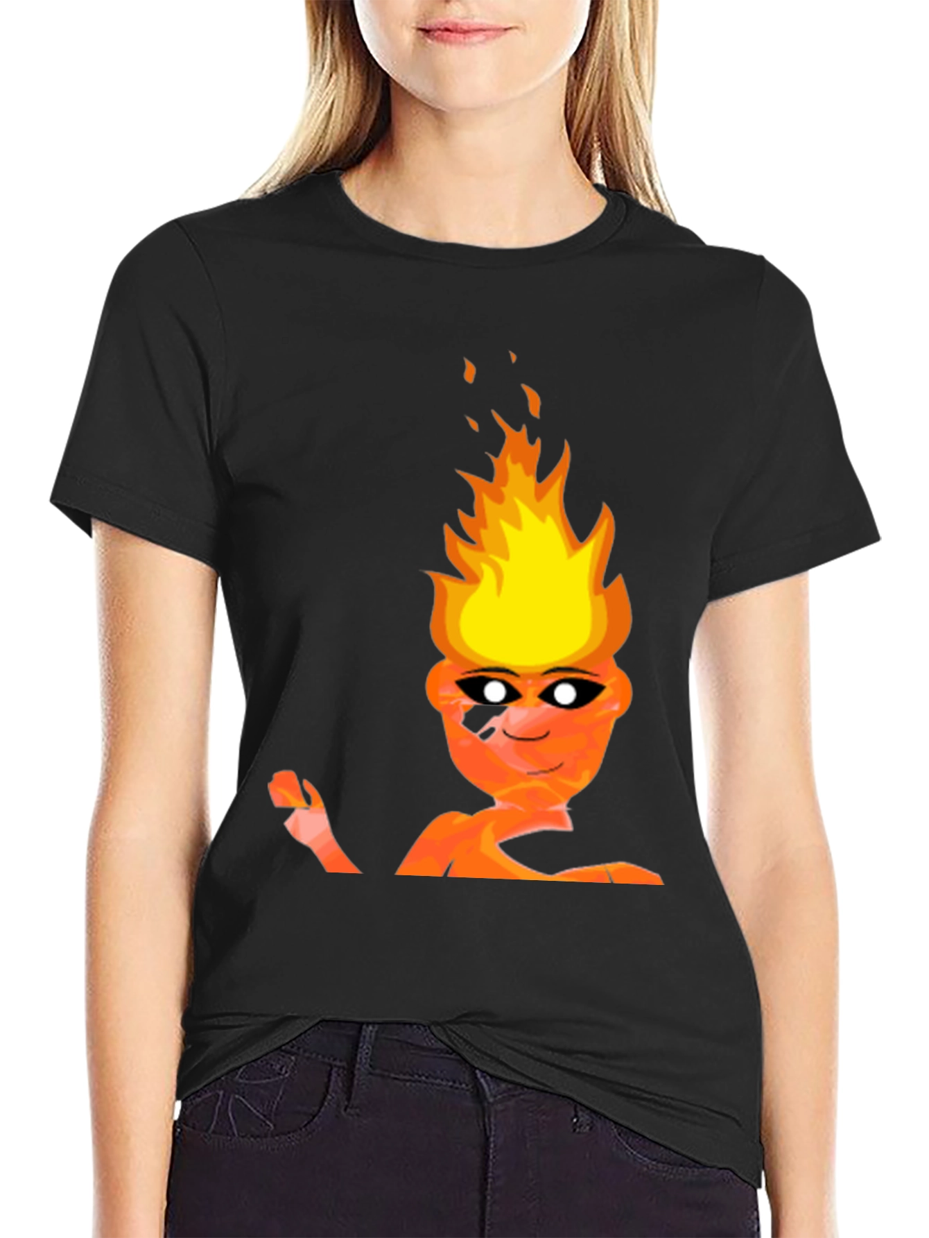 Fiery Character Graphic Tee - Bold and Unique Design