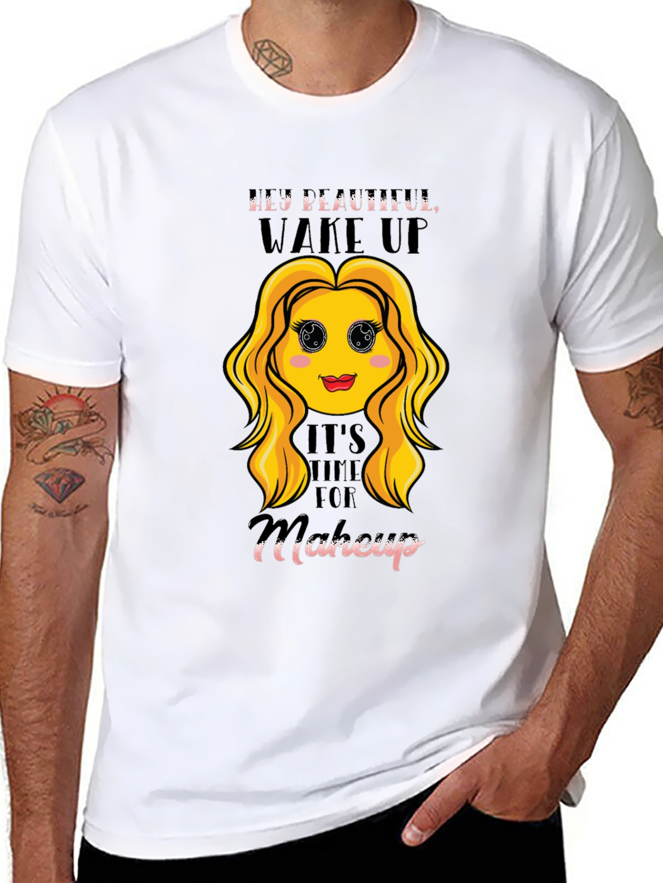 Hey Beautiful Makeup Time Graphic Tee